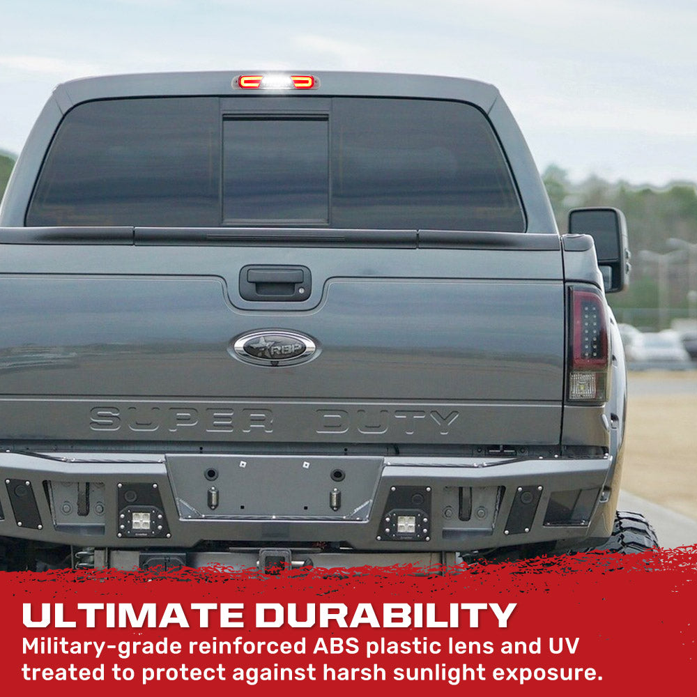 Ford Super Duty 1999-2016 Ultra Bright LED 3rd Brake Light Kit with Clear Lens - High Visibility Safety Upgrade for Pickup Trucks