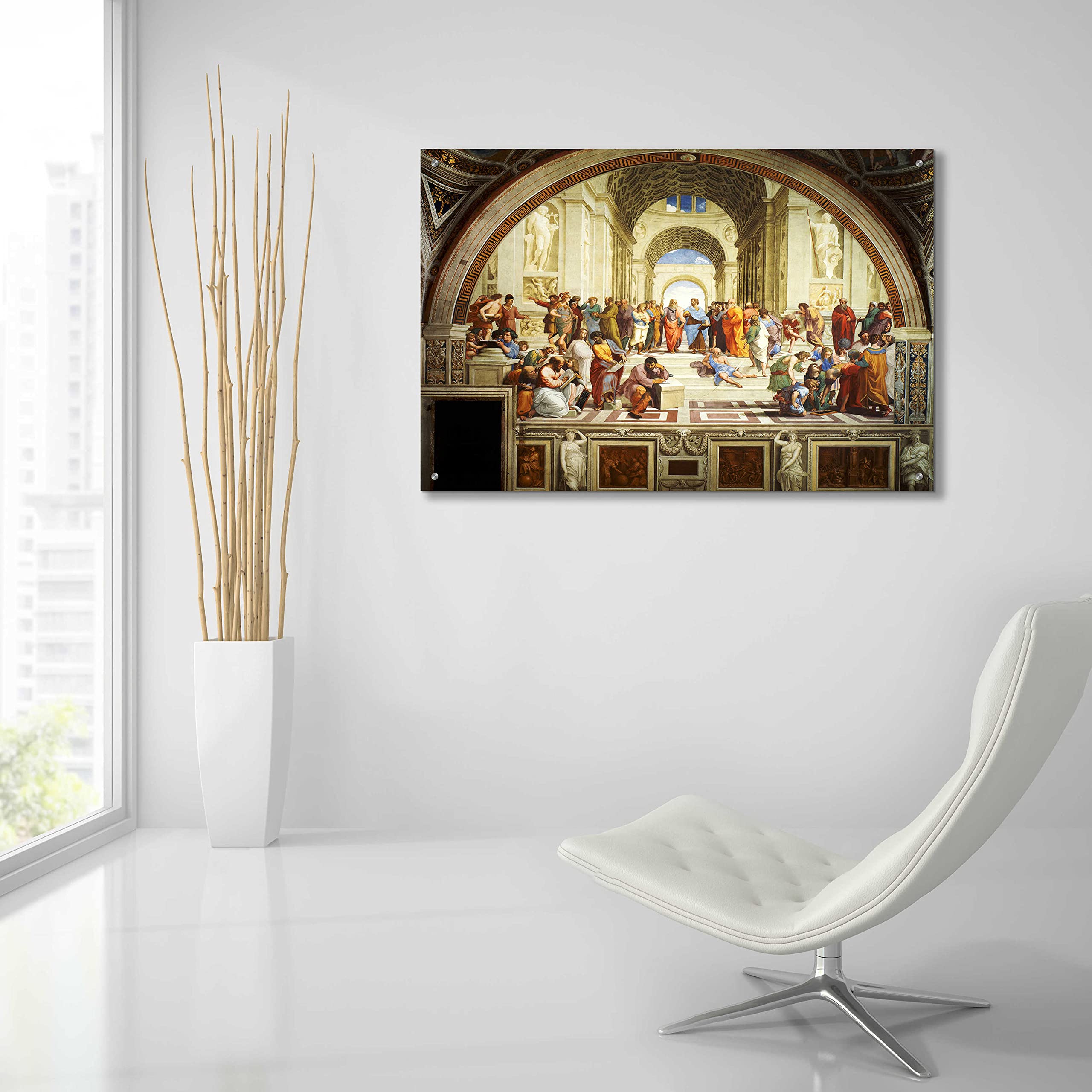 The School of Athens by Raphael - Premium Acrylic Glass Wall Art Print 36x24 Inches - Famous Renaissance Painting for Home Decor, Office & Gallery Display