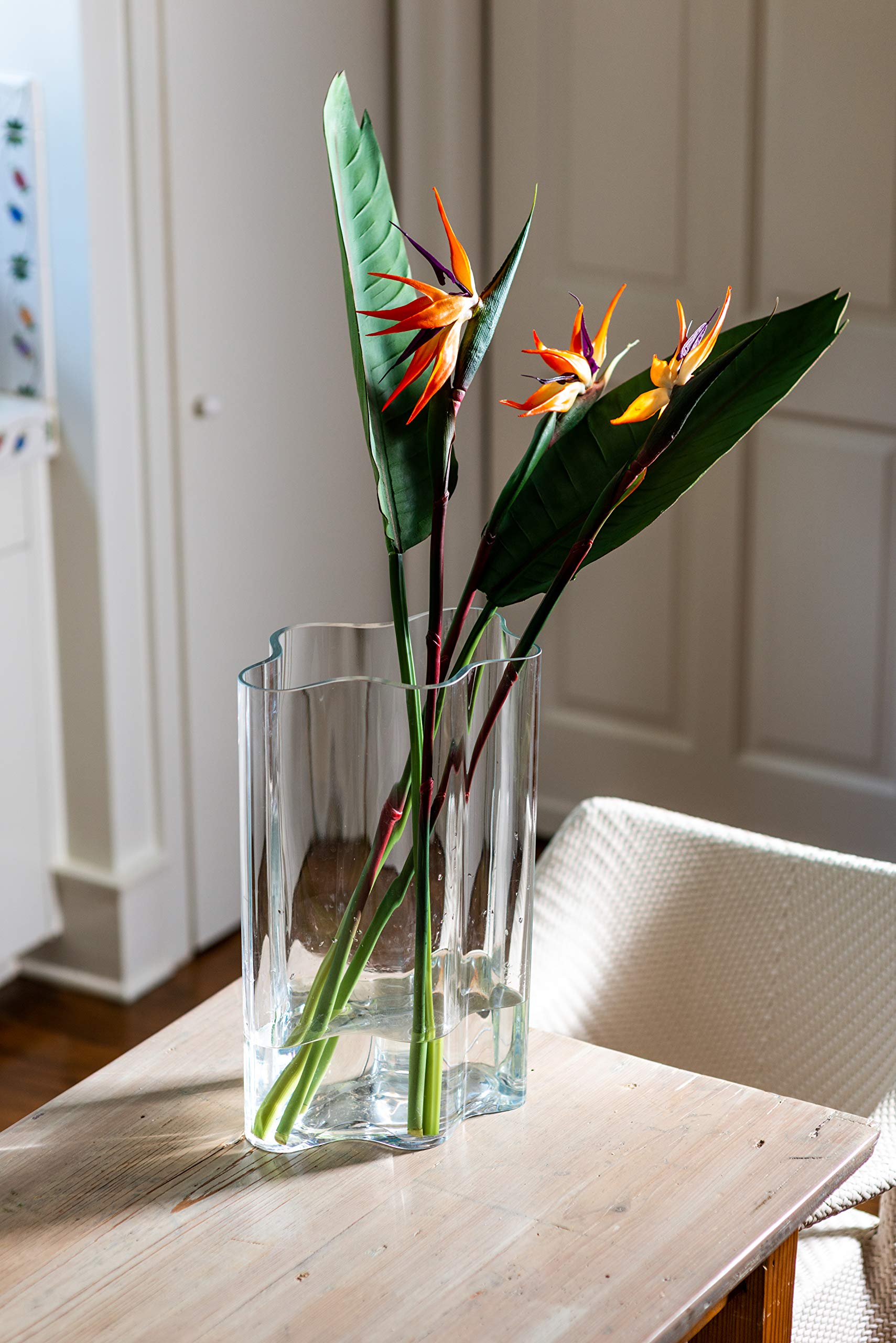 Abigail's Medium Clear Boomerang Vase - Elegant Home Decor for Living Room, Dining Table & Wedding Centerpieces