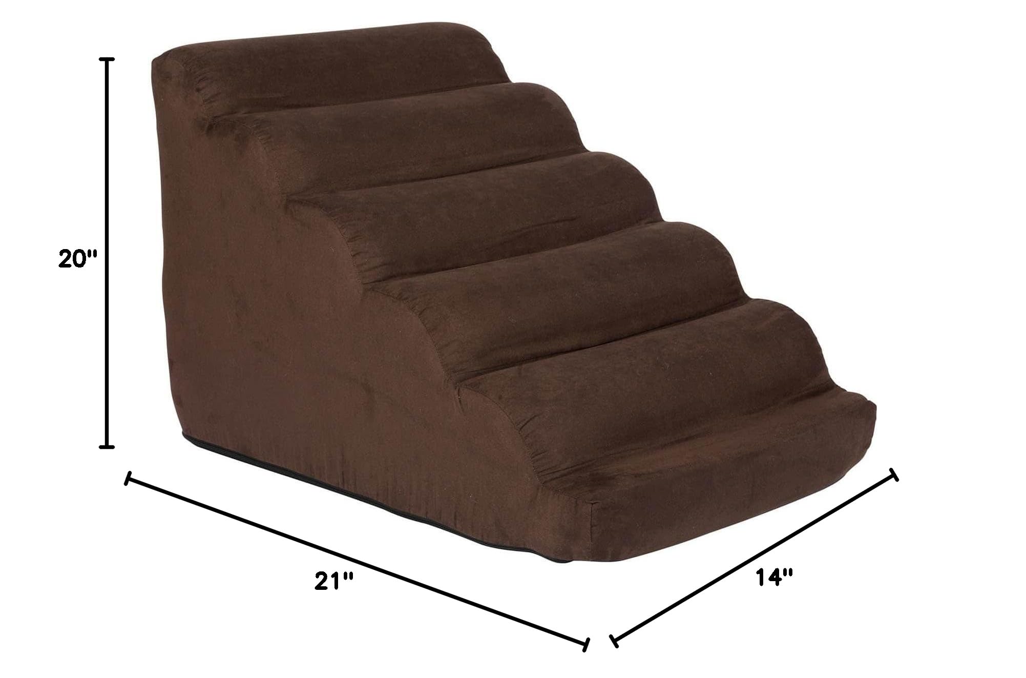 Snoozer Scalloped Dog Stairs for Medium Dogs - Soft Pet Steps with Non-Slip Base - Perfect for Couches, Beds & SUVs - Hot Fudge Color
