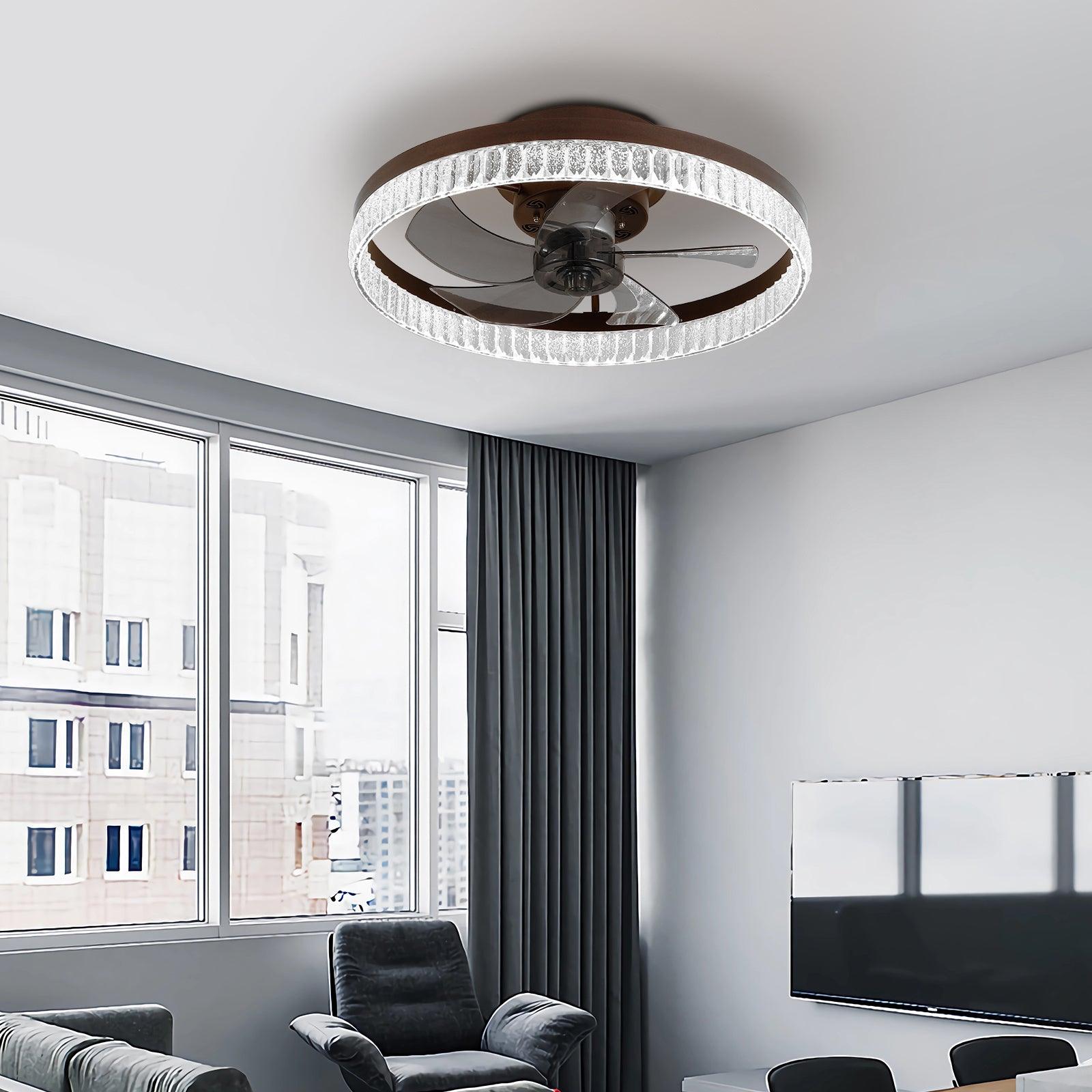 Modern LED Ceiling Fan with Lights - Remote Control, Minimalist Ring Chandelier Design for Bedroom, Nursery, Living Room | Energy Efficient Cooling & Stylish Lighting Solution