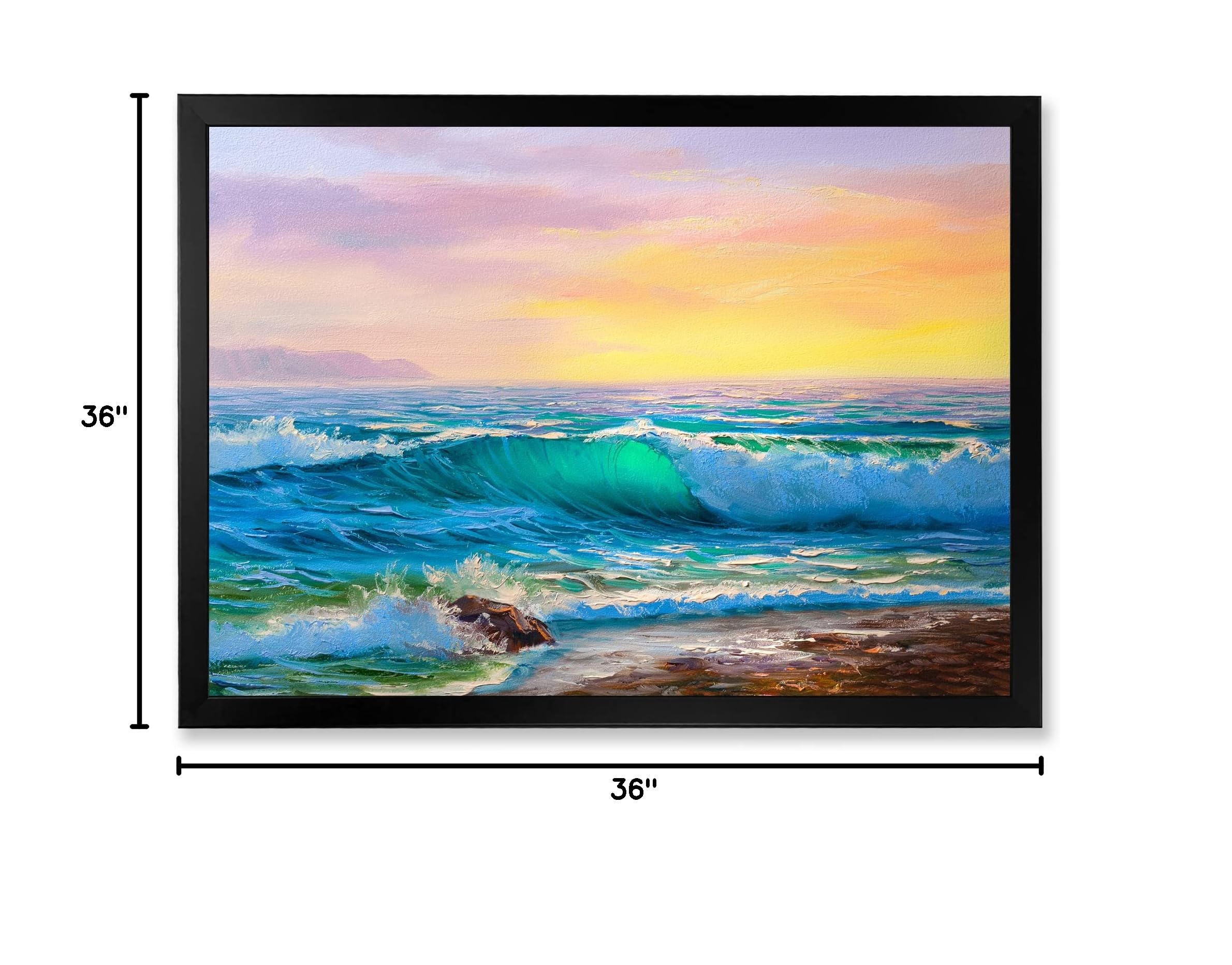 DesignQ Blue Waves Breaking At The Beach IV - Coastal Framed Wall Art for Living Room, Bedroom & Office Decor | Nautical Home Decor | Ocean Themed Wall Painting