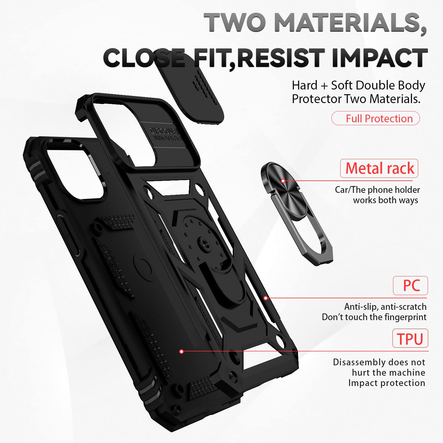 Premium Magnetic Ring Holder Kickstand Case for iPhone 12 Pro Max 6.7 Inch - Military Grade Drop Protection with Camera Lens Cover & HD Screen Protector (Black) | Perfect for Outdoor Adventures, Work & Daily Use