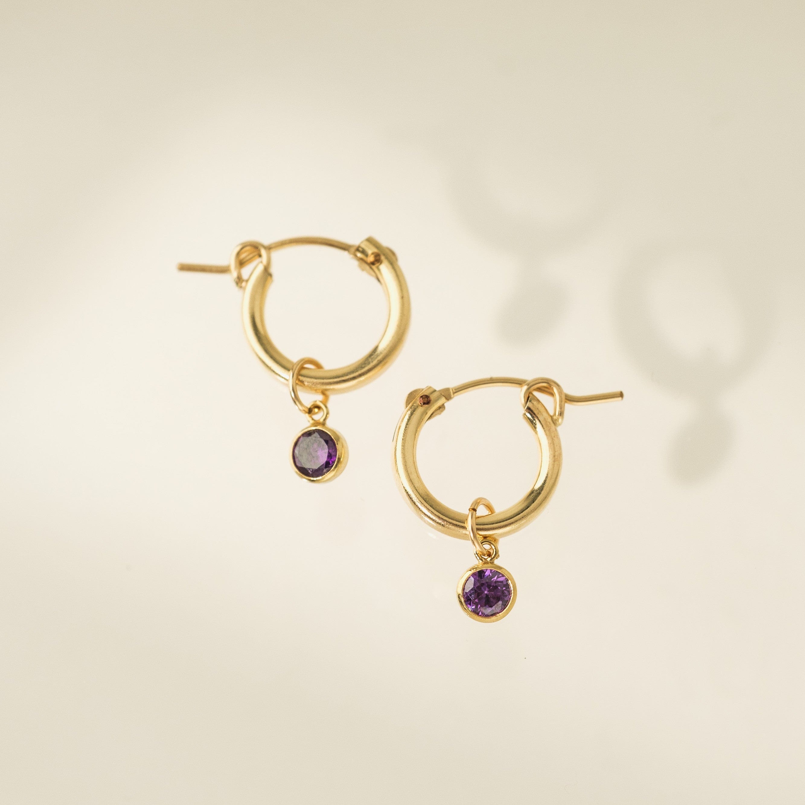February Birthstone Gold Filled Hoop Earrings | Amethyst Jewelry for Women | Perfect Gift for Valentine's Day & Anniversary