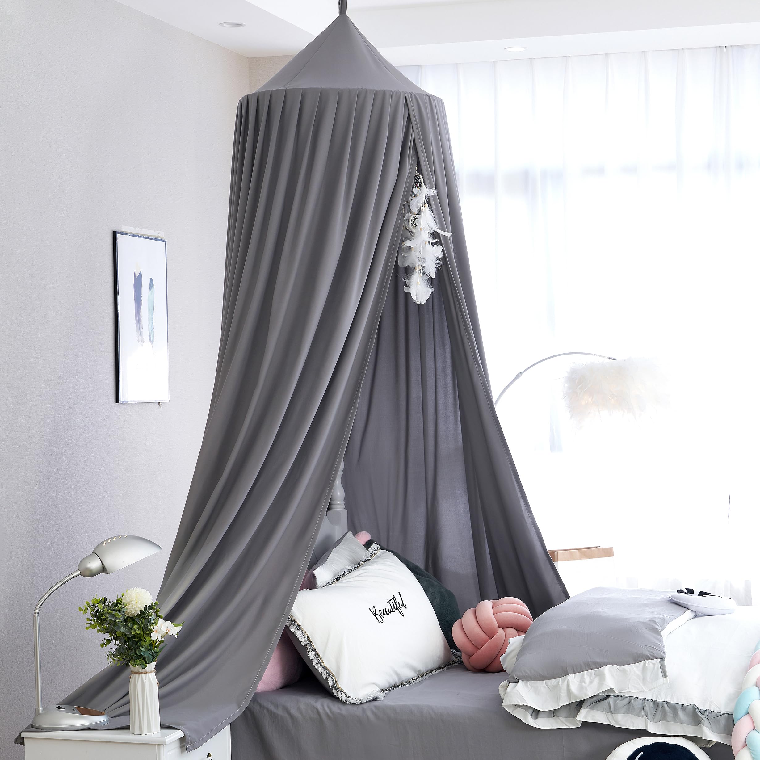 HggTjj Princess Bed Canopy for Girls - Dreamy Mosquito Net with Fairy Lights - Perfect for Kids' Bedroom Decor, Birthday Gifts & Sleepovers