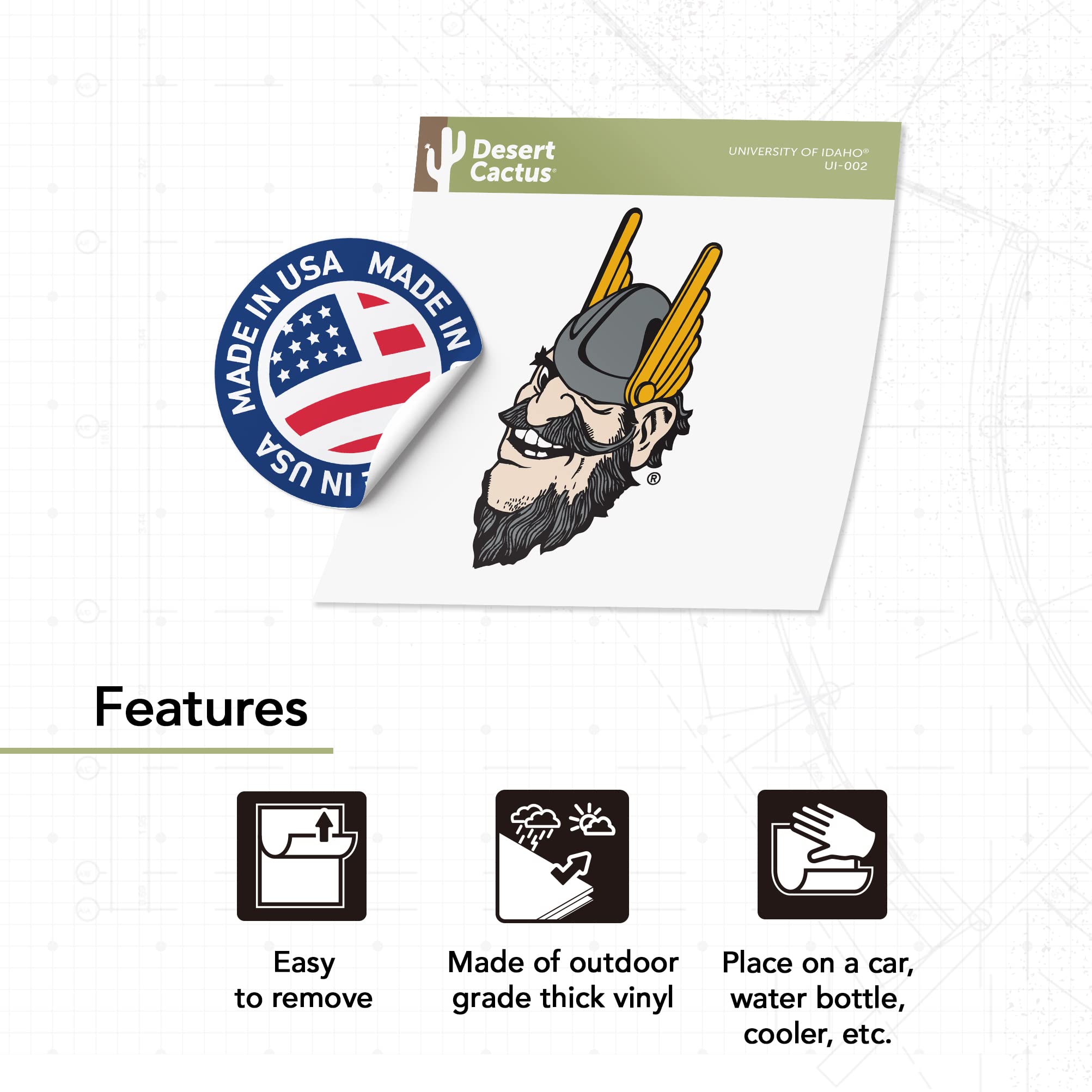 University of Idaho NCAA Vinyl Decal Sticker - Perfect for Laptop, Water Bottle, Car, Scrapbook & DIY Projects (002) - Show Your Vandals Pride at School, Work or Game Day