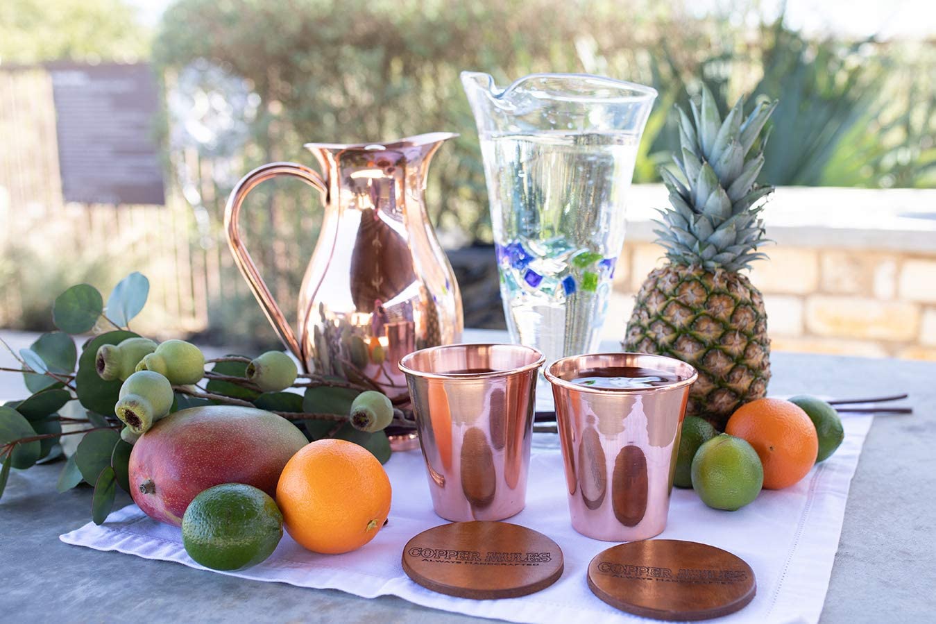 Pure Copper Water Pitcher (70 oz, 2 Liter) with Lid & 2 Drinking Tumblers - Handcrafted Ayurvedic Copperware for Health Benefits | Perfect for Detox Water, Lemon Infusions & Home Wellness Rituals