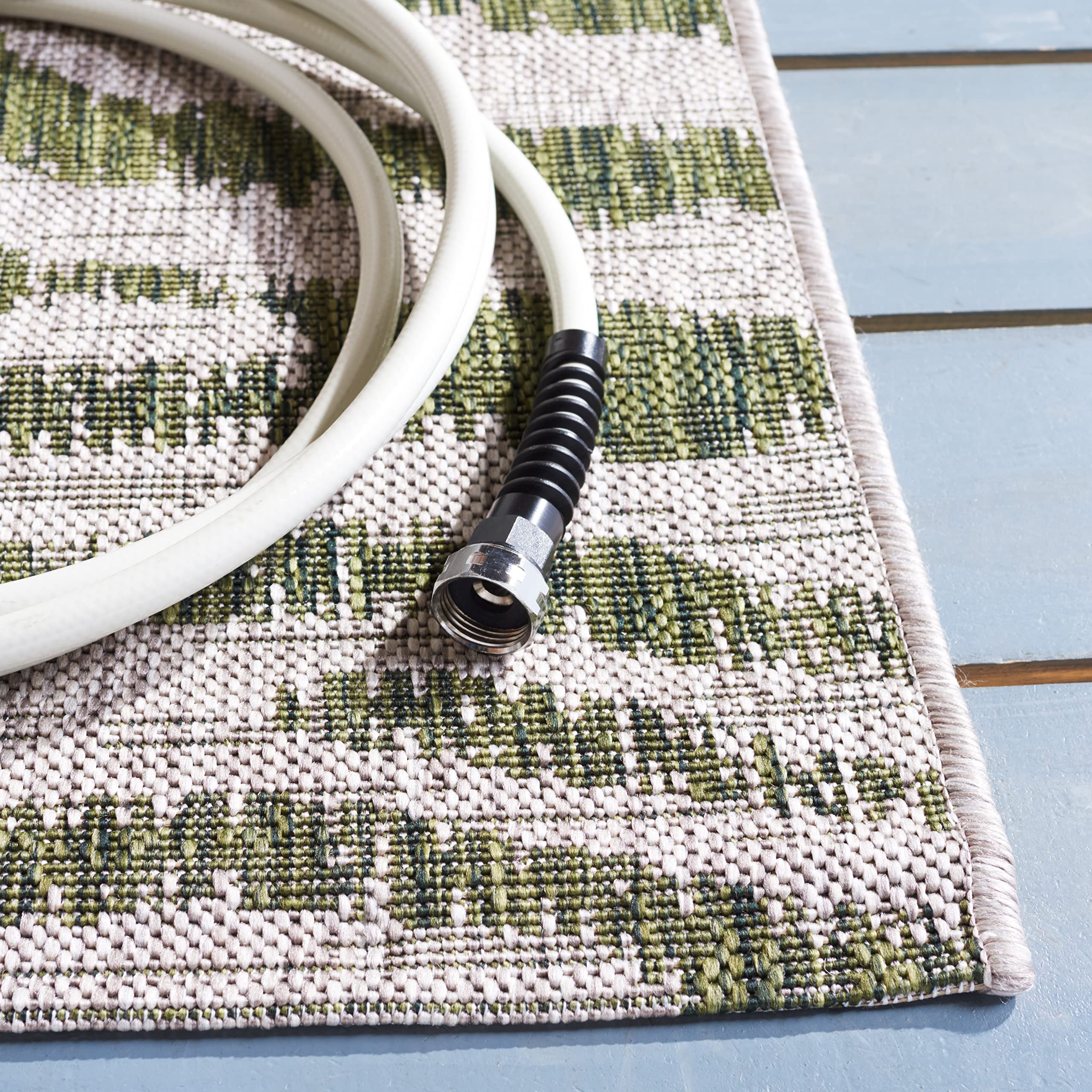 SAFAVIEH Courtyard Collection 8' x 10' Grey/Green Indoor Outdoor Waterproof Area Rug - Easy to Clean, Perfect for Patio, Backyard, Mudroom & High Traffic Areas