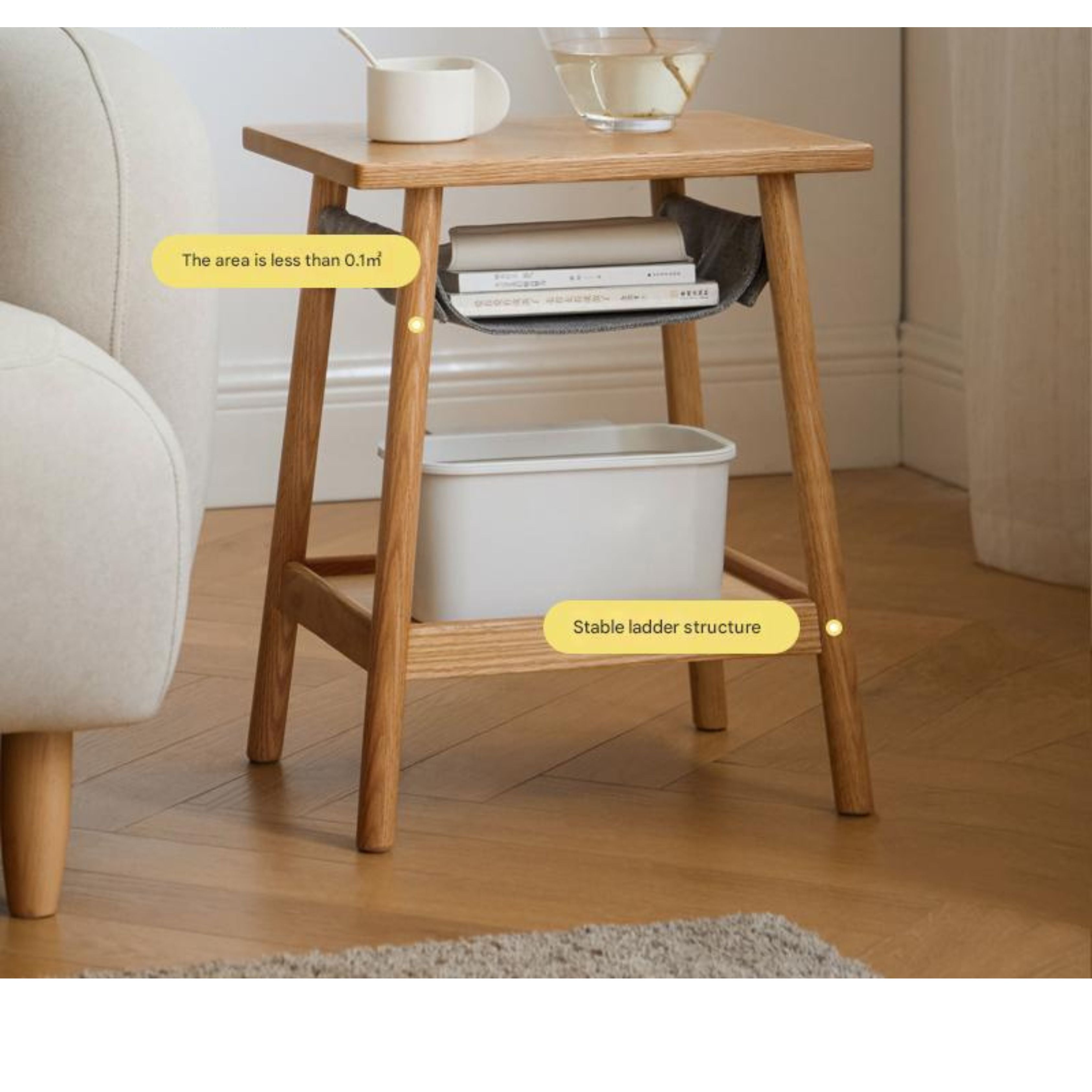 Solid Oak Wood Modern Nordic Side Table - Stylish End Table for Living Room, Bedroom, or Office - Perfect for Coffee, Books, and Decor