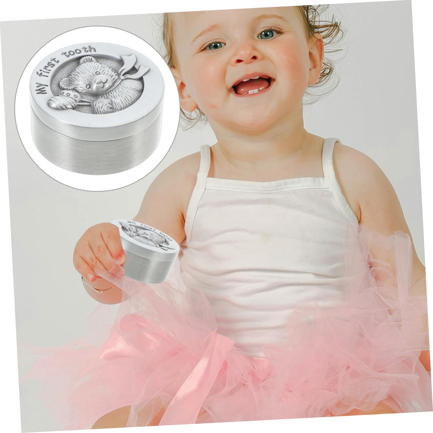 Vaguelly Baby Shower Tooth Box - Metal Keepsake Box for Baby's First Tooth & Milestone Memories - Perfect for Christening Gifts, Nursery Decor and Safekeeping Childhood Treasures