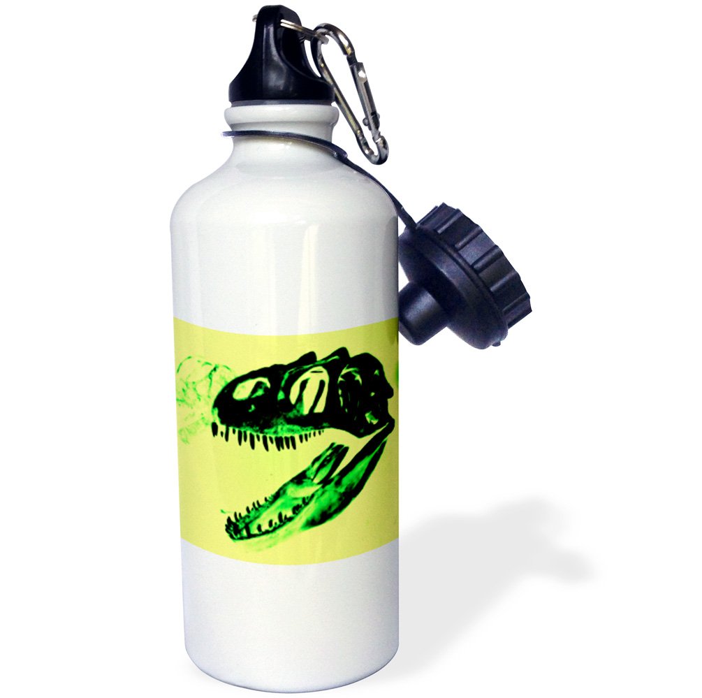 3D Rose Dinosaur Head Sports Water Bottle - 21oz Insulated Stainless Steel Thermos for Gym, Hiking & Outdoor Activities - BPA Free White Water Bottle with Dinosaur Teeth Design