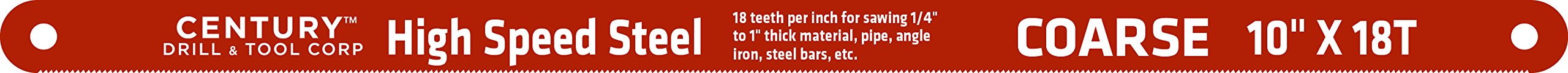 Century Drill & Tool 4325 High Speed Steel Hacksaw Blade - 10 Inch 18 TPI for Metal & Plastic Cutting | Perfect for DIY Projects & Professional Use