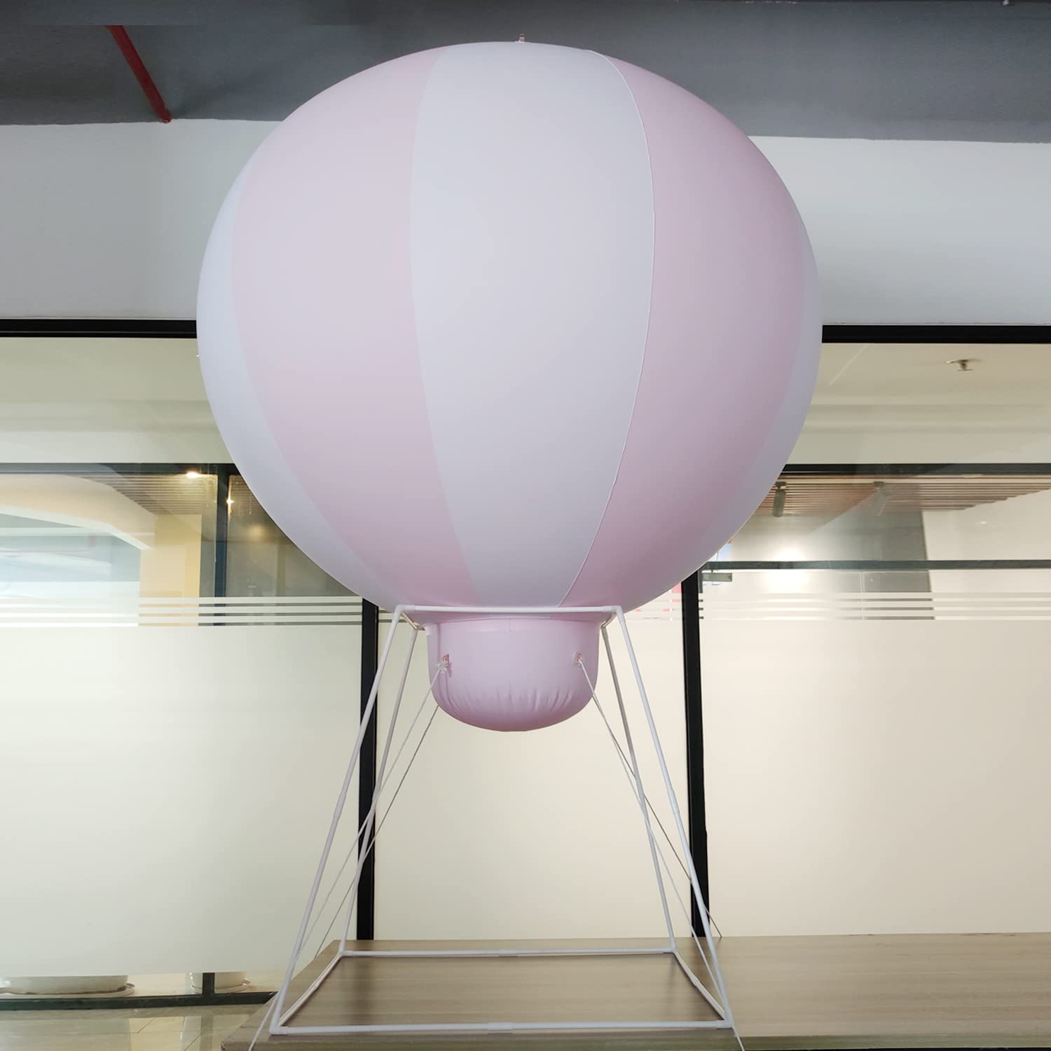 SAYOK 5ft PVC Inflatable Hot Air Balloon Decor with Stand - Perfect for Baby Showers, Nursery Decor, Birthday Parties & Indoor/Outdoor Events - Half Balloon Design for Girls' Celebrations & Room Decorations