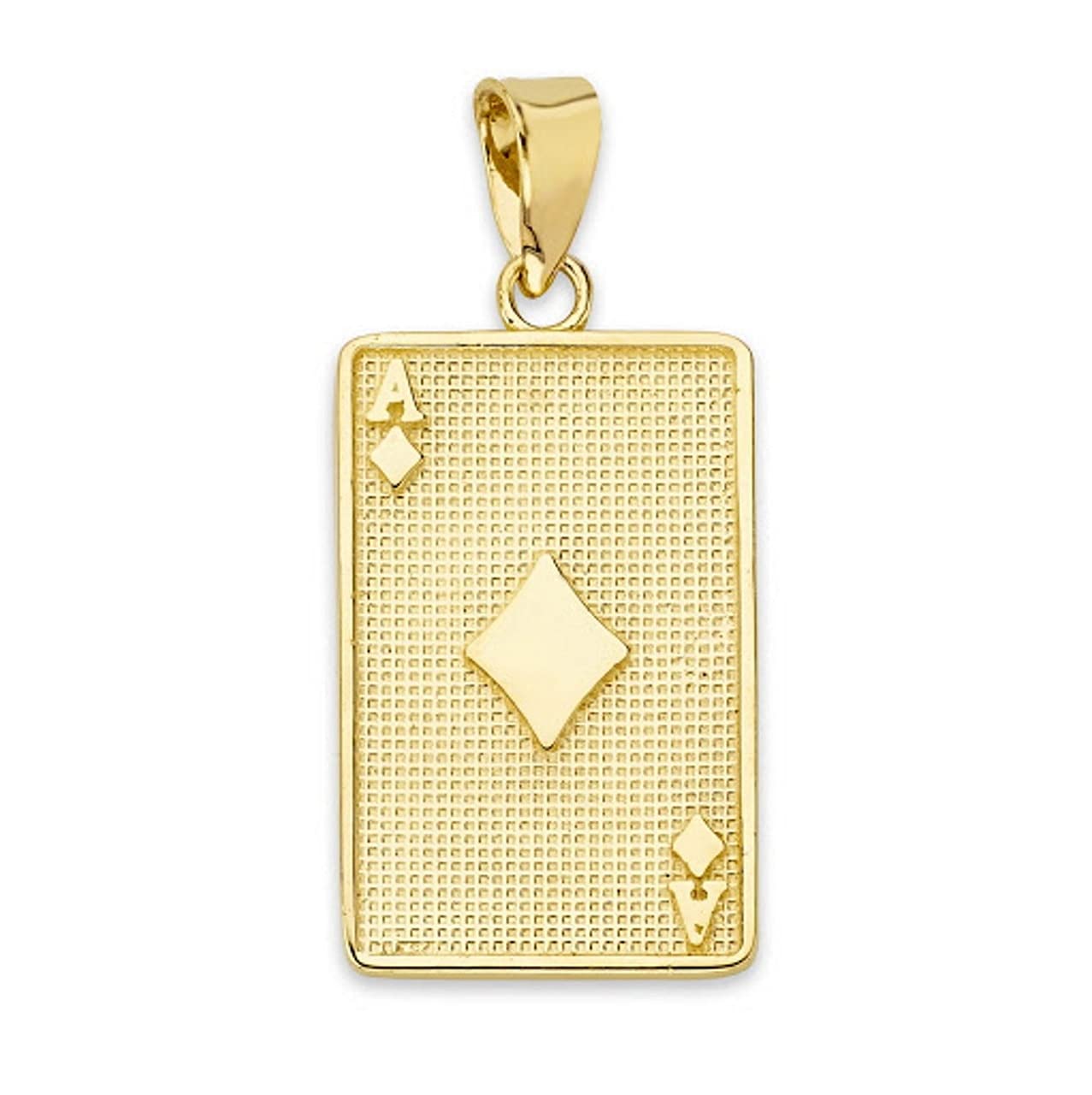 10K Gold Ace of Diamonds Poker Card Pendant Necklace - Certified Solid Gold Jewelry for Casino Night, Poker Party & Gift Giving