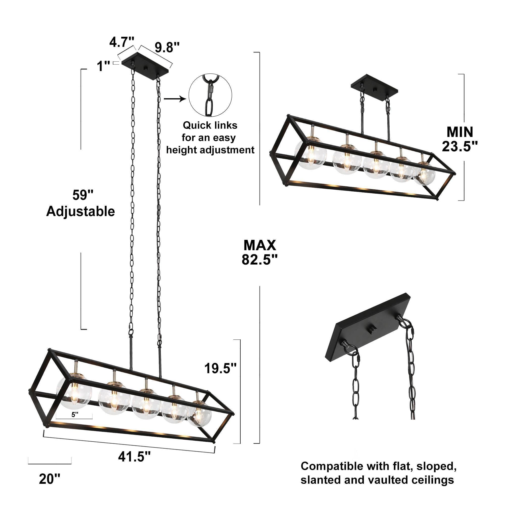 ZEVNI 5-Light Modern Black and Gold Chandelier - 41.5