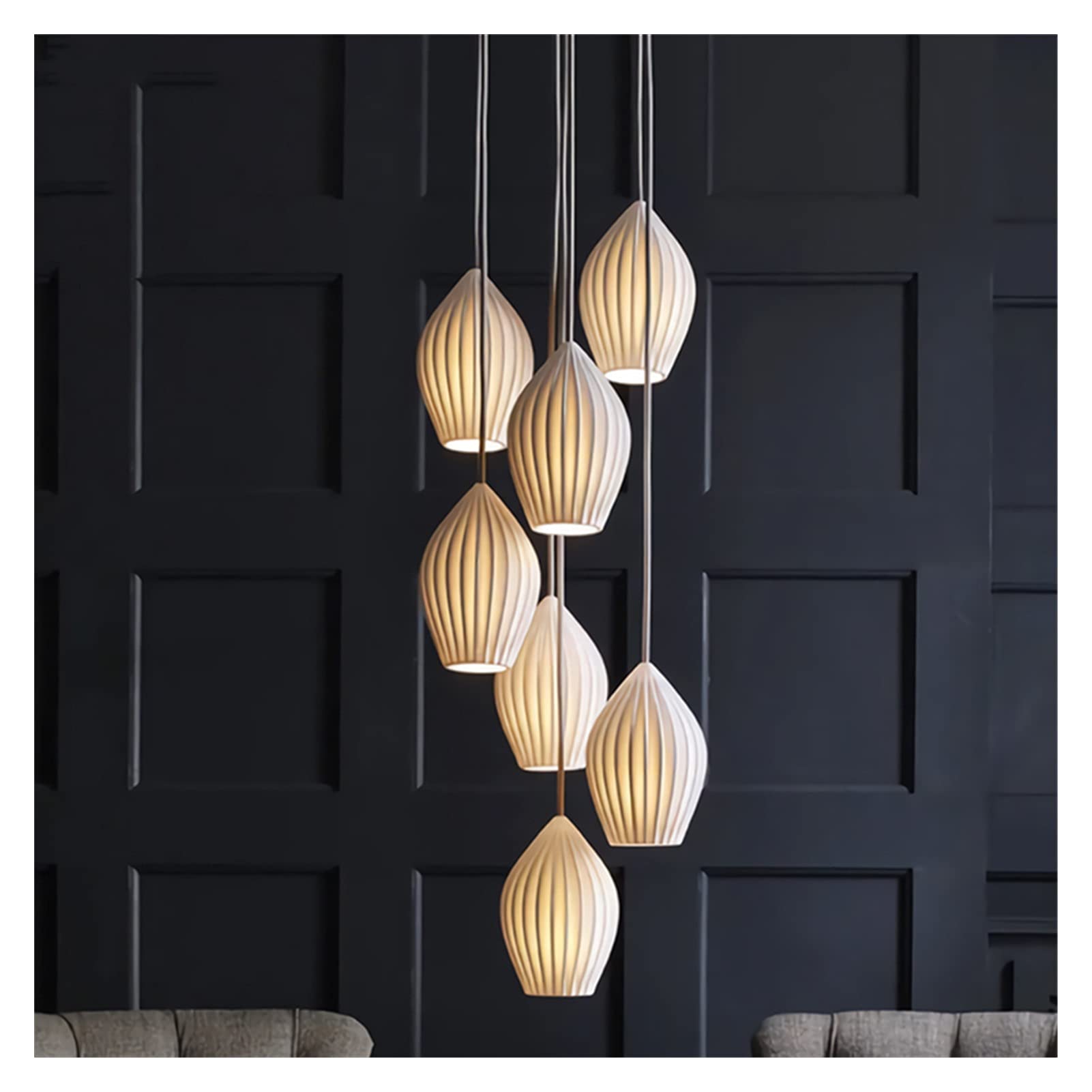 Modern Nordic Ceramic Floor Lamp & Wall Mount Lamp - 7 Heads LED Pendant Light for Bedroom, Living Room, Restaurant - Creative Home Decor Lighting for Cozy Ambiance & Stylish Interior Design