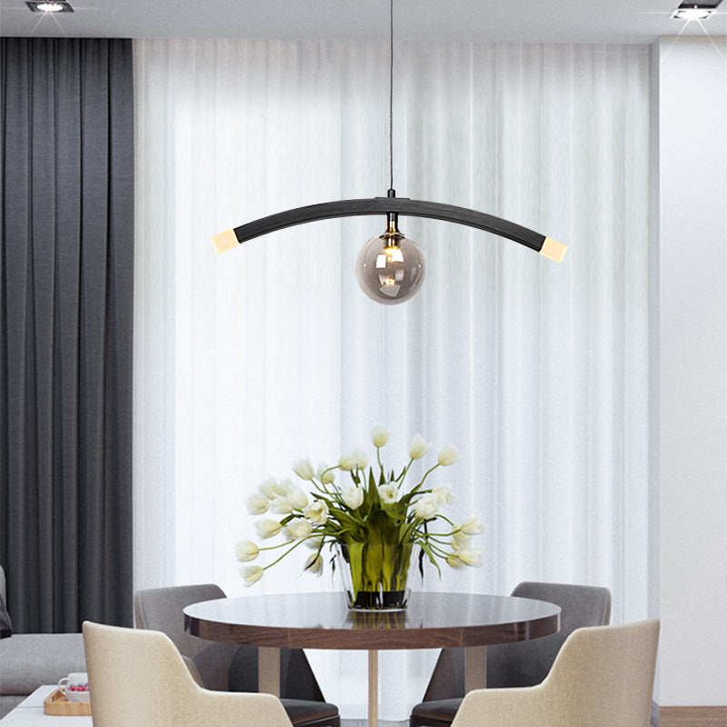 Modern Smoky Gray Glass LED Pendant Light - Energy Efficient Hanging Fixture for Kitchen Island, Dining Room & Bedroom Lighting