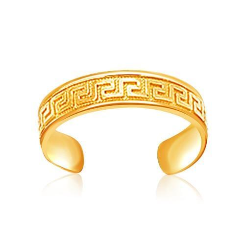 14K Yellow Gold Labyrinth Motif Toe Ring for Women - Elegant Foot Jewelry for Beach, Summer & Boho Fashion