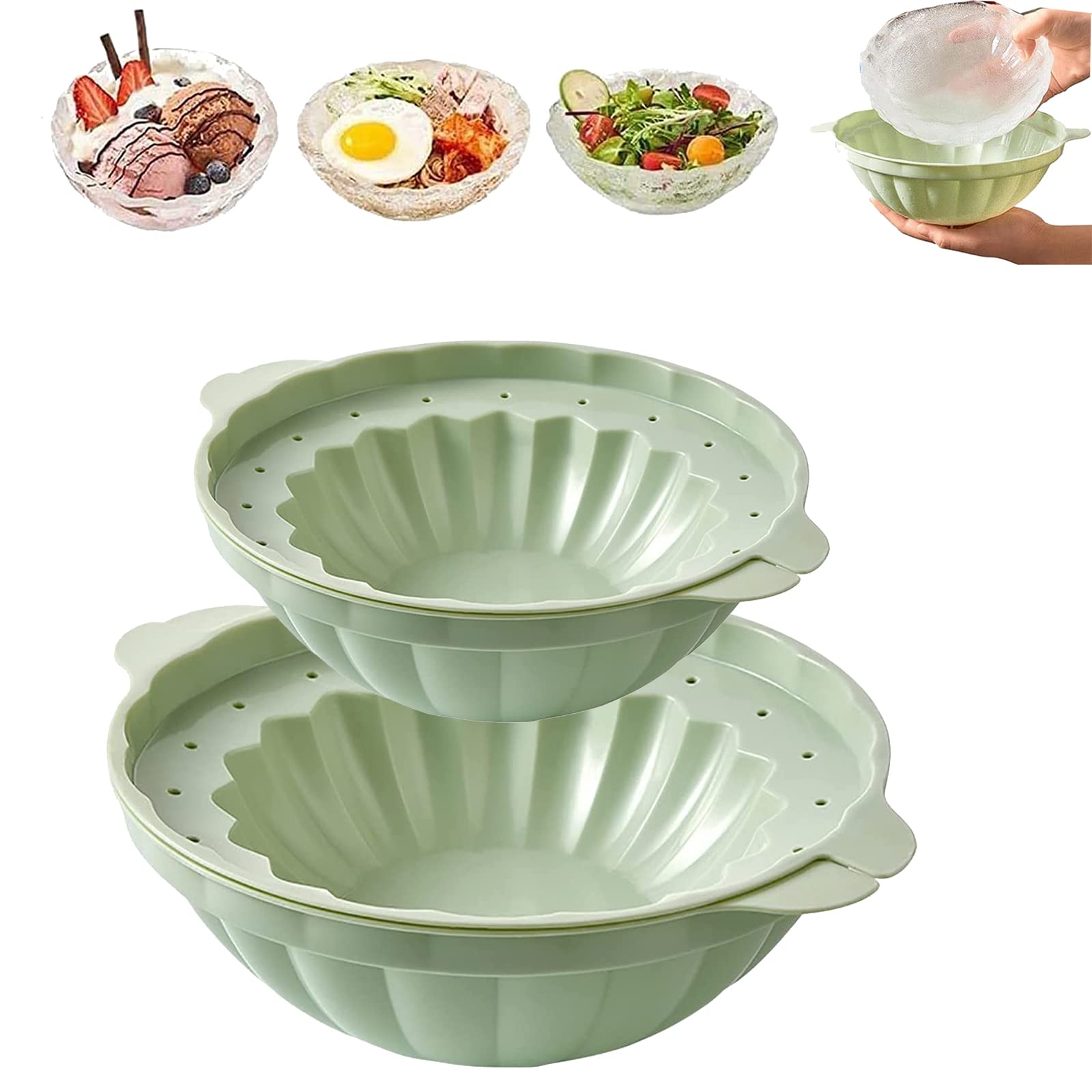 Big Ice Bowl Maker Mold - Large Capacity Quick Freezing Round Plastic Container for DIY 3D Crystal Ice Cubes | Perfect for Desserts, Fruit Salads, Ice Cream & Cocktail Parties