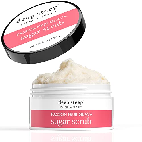 Deep Steep Sugar Scrub - Passion Fruit Guava Exfoliating Body Scrub, 8 oz | Natural Moisturizing & Exfoliating for Soft Skin | Perfect for Spa Day, Dry Skin Care & At-Home Pampering