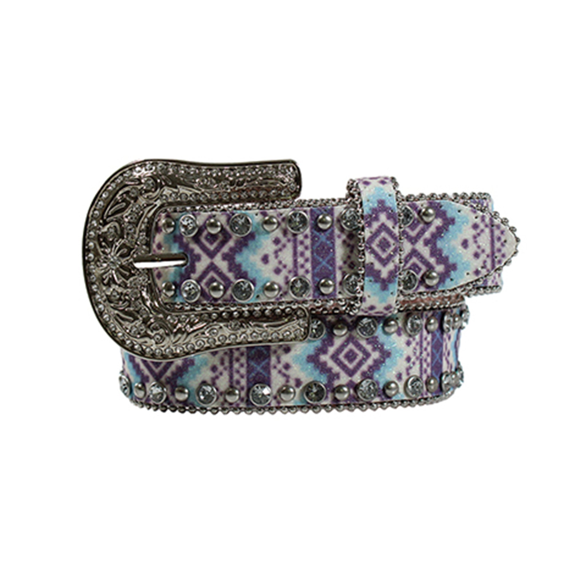 Angel Ranch Girls Glitter Multi Aztec Belt - Stylish Western Accessory for Parties, Festivals & Cowgirl Fashion