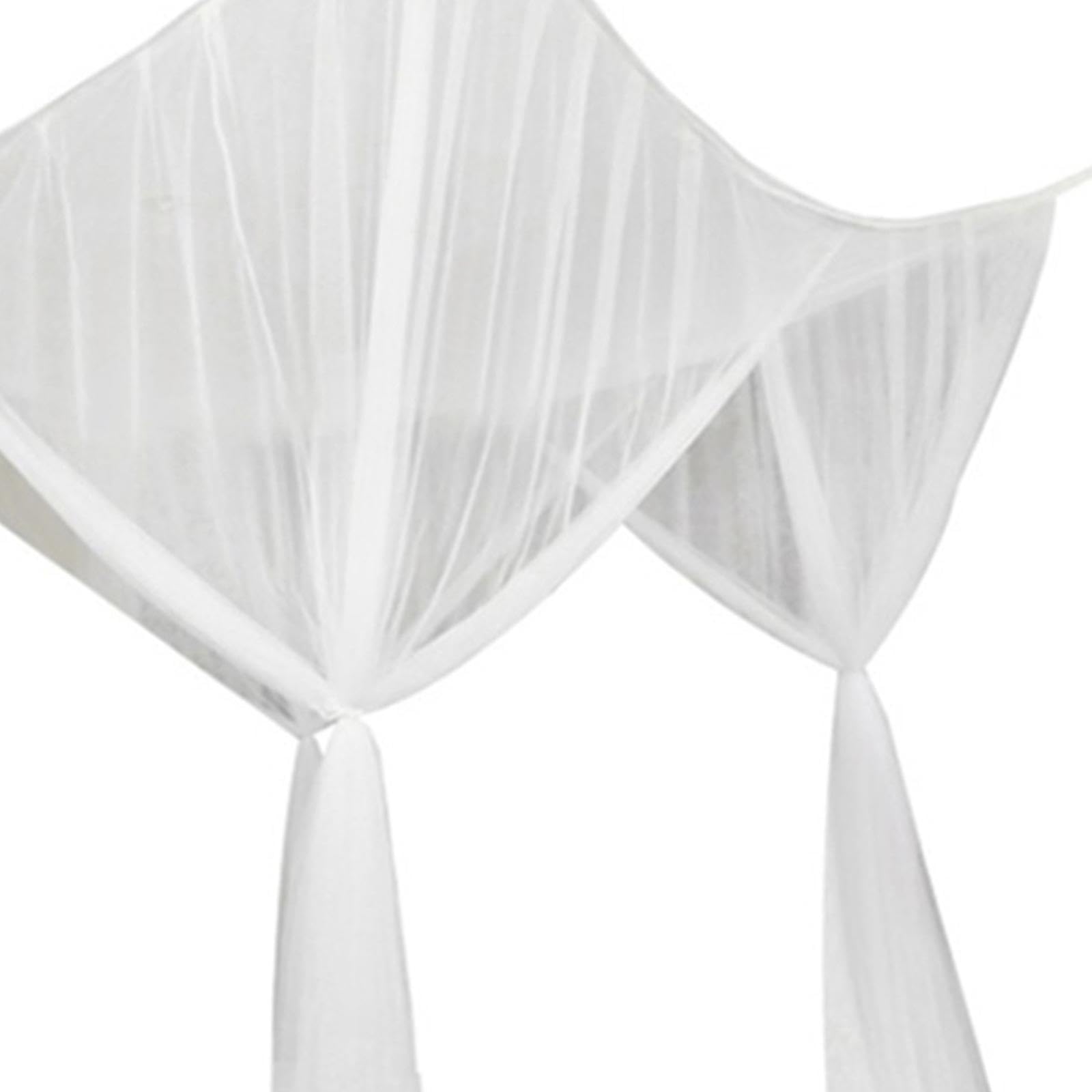 Stylish White 4 Corner Post Canopy Bed Curtain with Drapes & Netting - Elegant Bed Valance for Women's Bedroom Decor | Perfect for Romantic, Boho & Princess Style Bedrooms