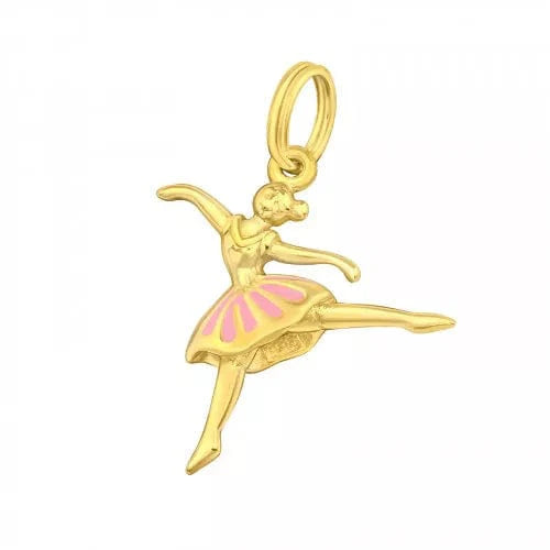 14K Gold Ballerina Charm Pendant with Split Ring - Perfect for Necklaces, Bracelets & DIY Jewelry Making