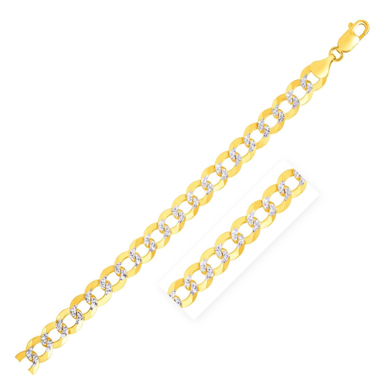 7.0mm 14K Two-Tone Gold Pave Curb Chain Necklace for Women - Elegant Layered Jewelry for Everyday Wear & Special Occasions