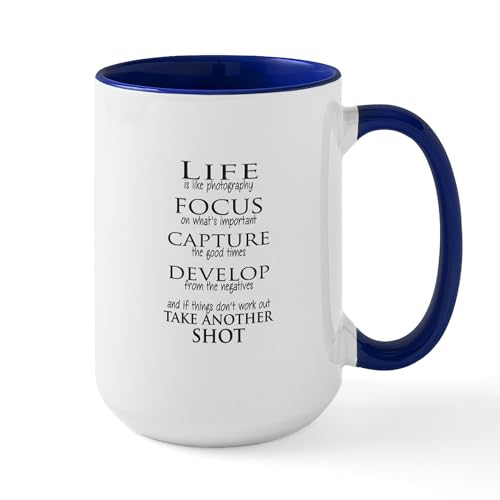White/Navy Inside - Life Is Like Photography Mugs