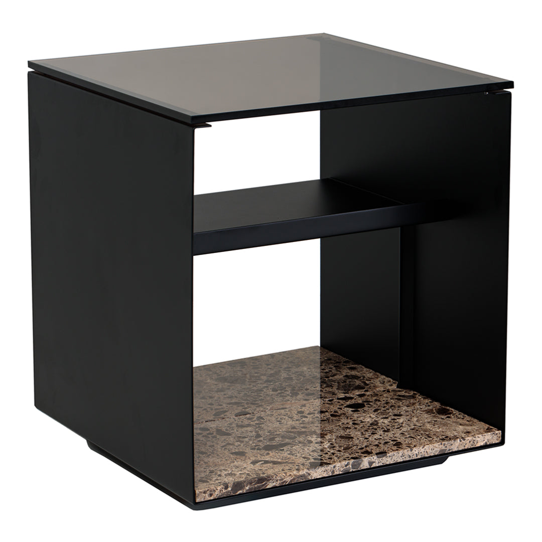 Modern Exposed Side Table - Small Accent End Table for Living Room, Bedroom & Office - Stylish Wooden Nightstand with Open Shelf Design - Perfect for Coffee, Books & Decor