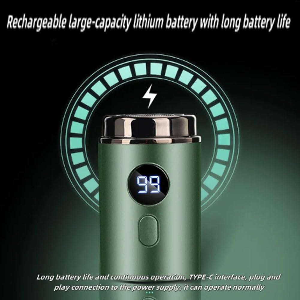 Vishopee Mini Electric Shaver with Digital Display - Rechargeable & Waterproof USB Shaver for Men, Portable Pocket Shaver for Travel & Home Use (Gray) - Perfect for Quick Grooming, Business Trips, and Daily Shaving