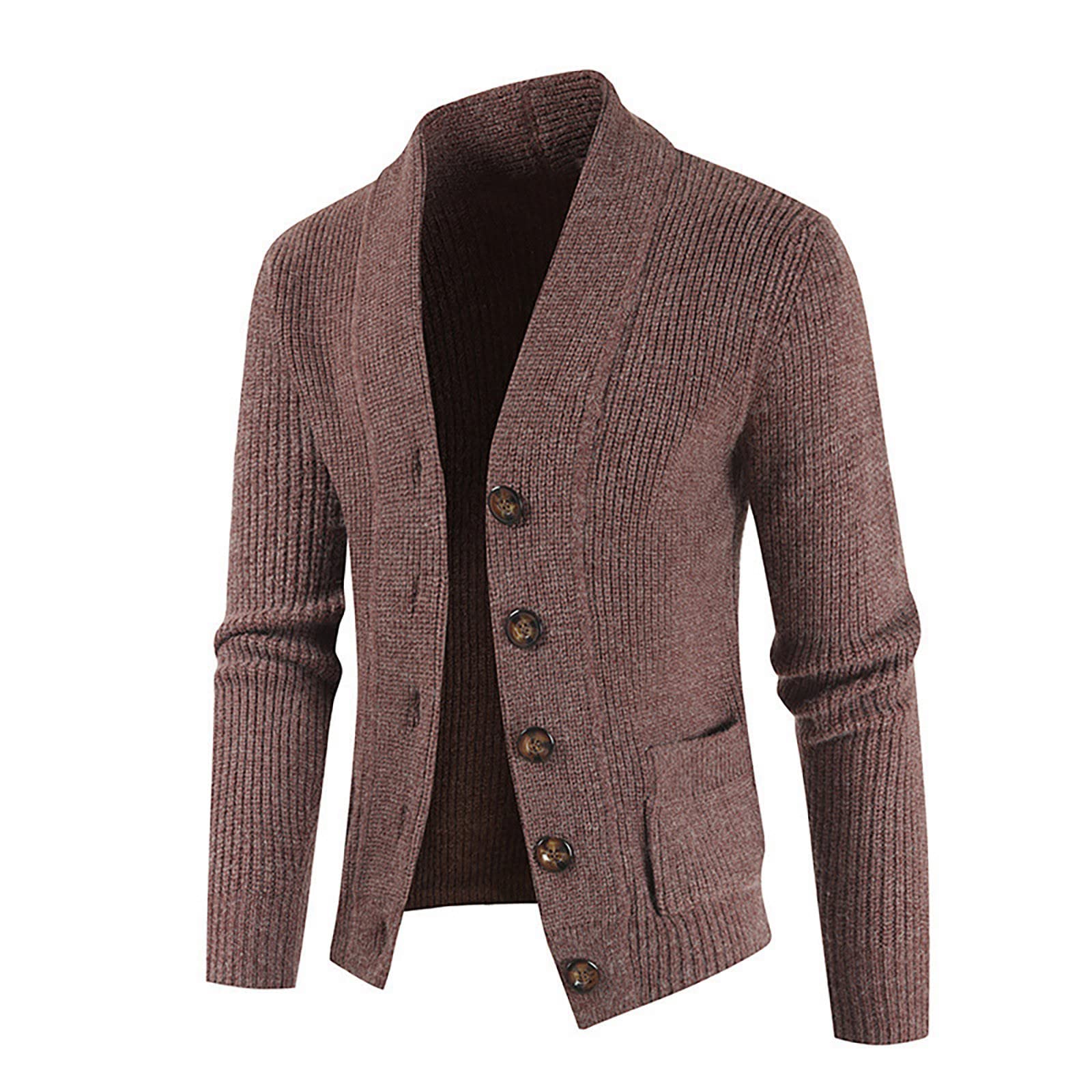 Men's Slim Fit Knit Cardigan Sweater - Casual Thermal Pullover for Winter Outfits