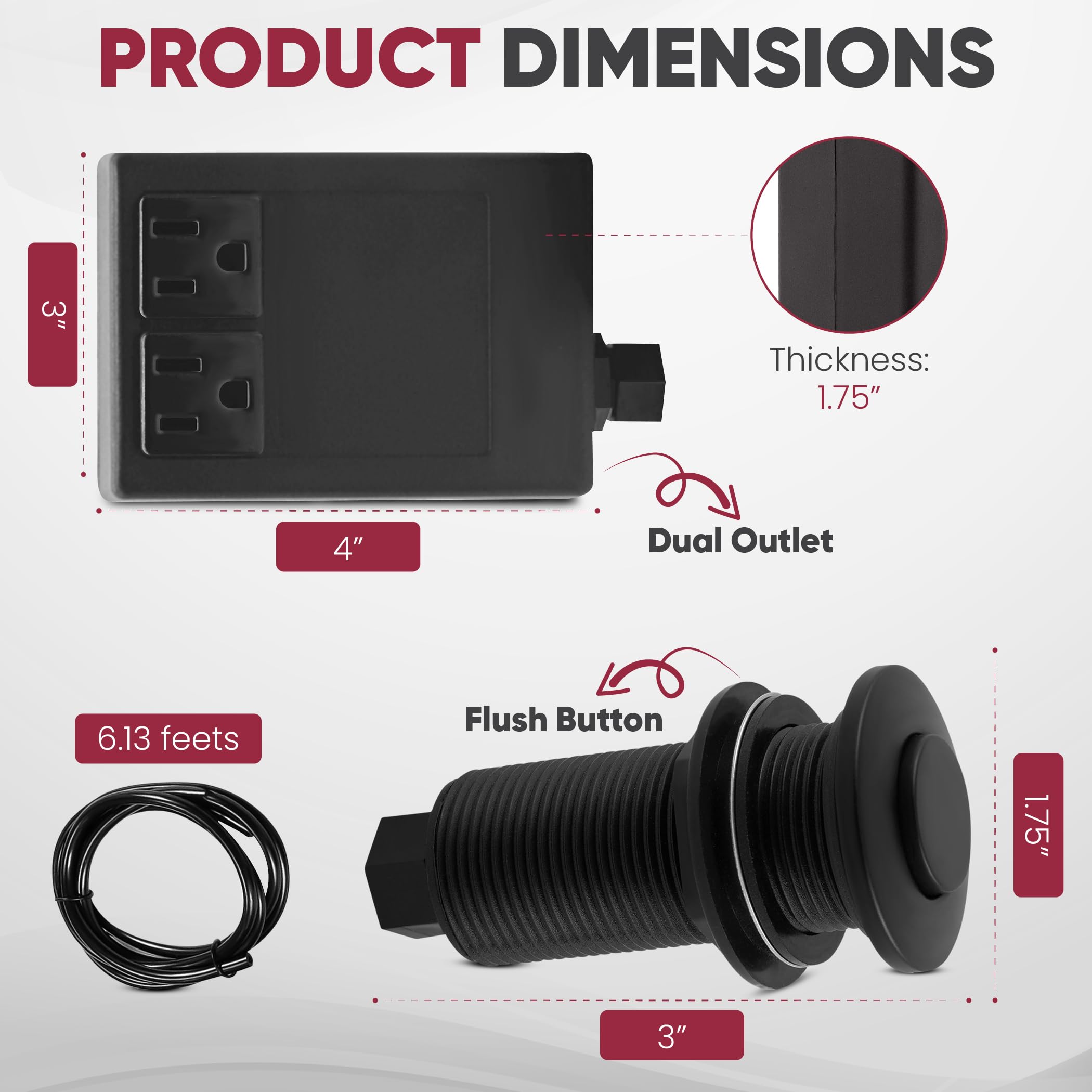 Westbrass ASB-2-07 Garbage Disposal Air Switch & Dual Outlet Control Box in Satin Nickel Finish - Perfect for Kitchen Sink & Under Cabinet Installation