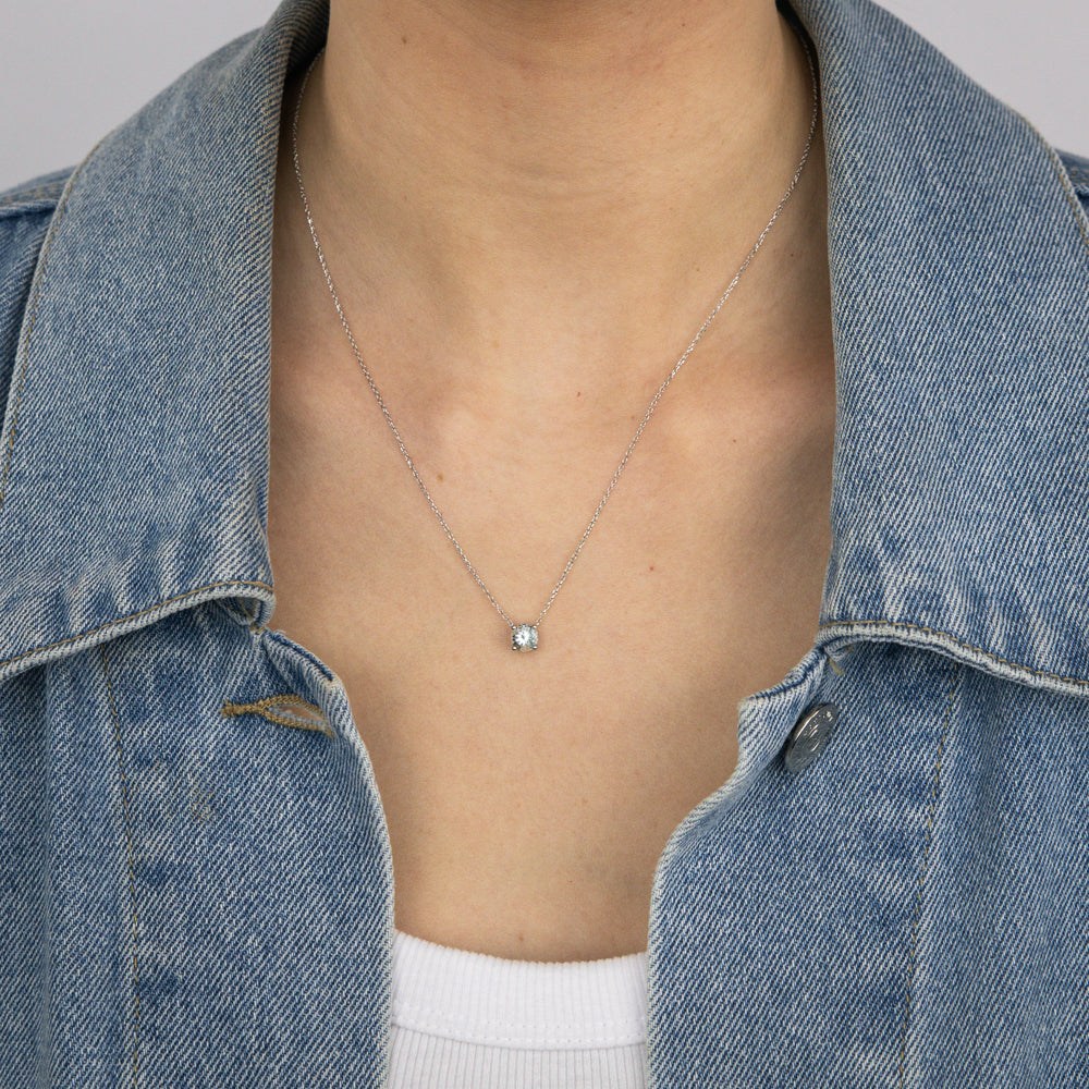 0.7 Carat Aquamarine Pendant Necklace with 45cm 9ct White Gold Chain - Elegant Jewelry Gift for Women, Perfect for Weddings, Anniversaries & Special Occasions