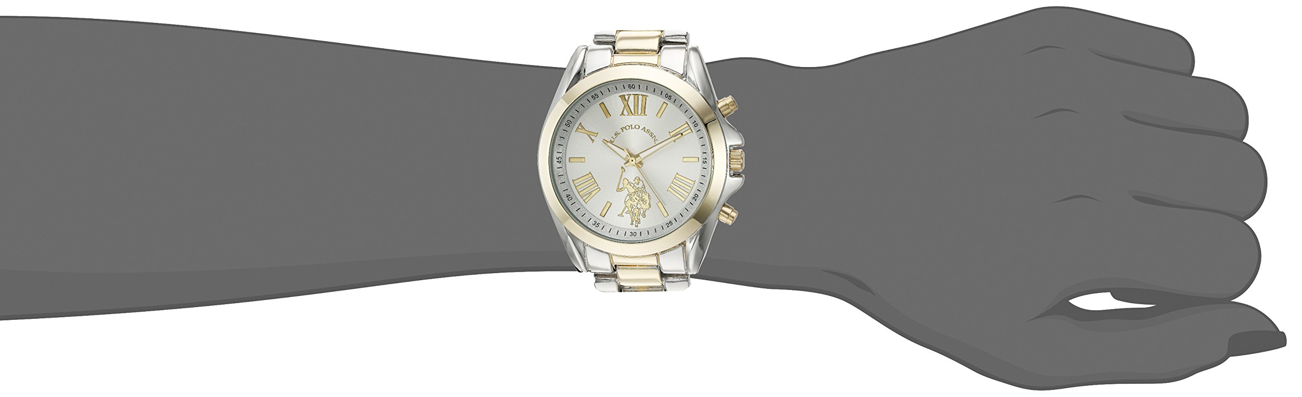 U.S. Polo Assn. Women's Silver Gold Watch - Roman Numerals for Elegant Style