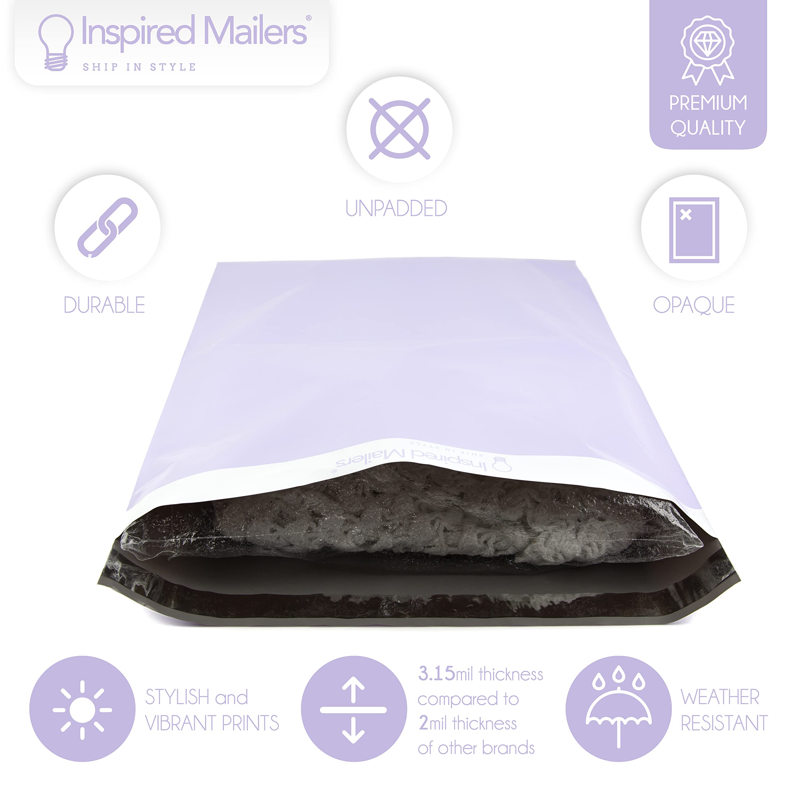 50 Pack Lavender Purple Poly Mailers 14.5 x 19 Inches - Waterproof Shipping Envelopes for Ecommerce, Clothing & Subscription Boxes - Durable Mailing Bags for Online Stores, Small Business Packaging & Gift Wrapping