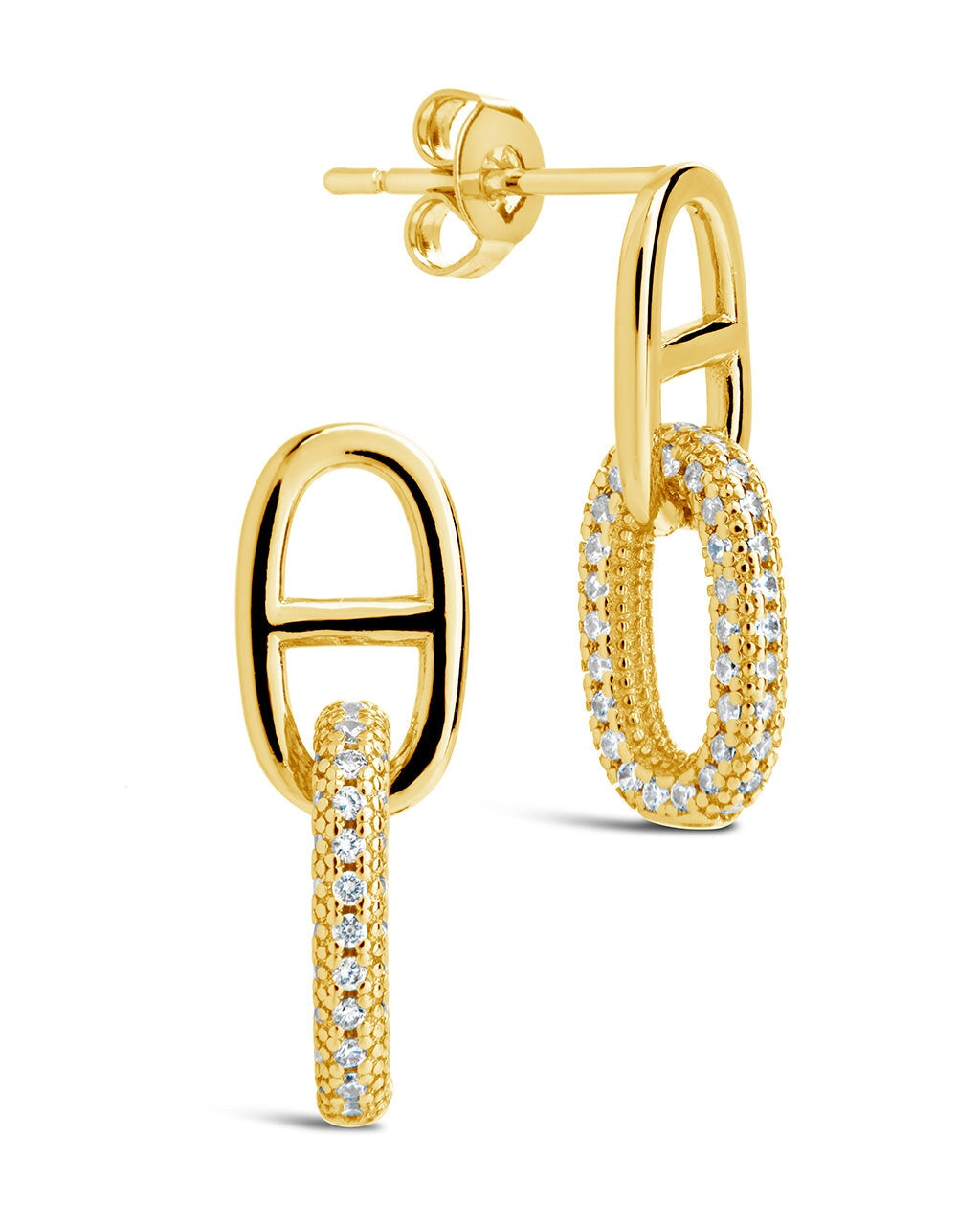 Reina CZ Chain Link Drop Stud Earrings – Elegant Dangling Jewelry for Women, Perfect for Parties, Weddings & Special Occasions
