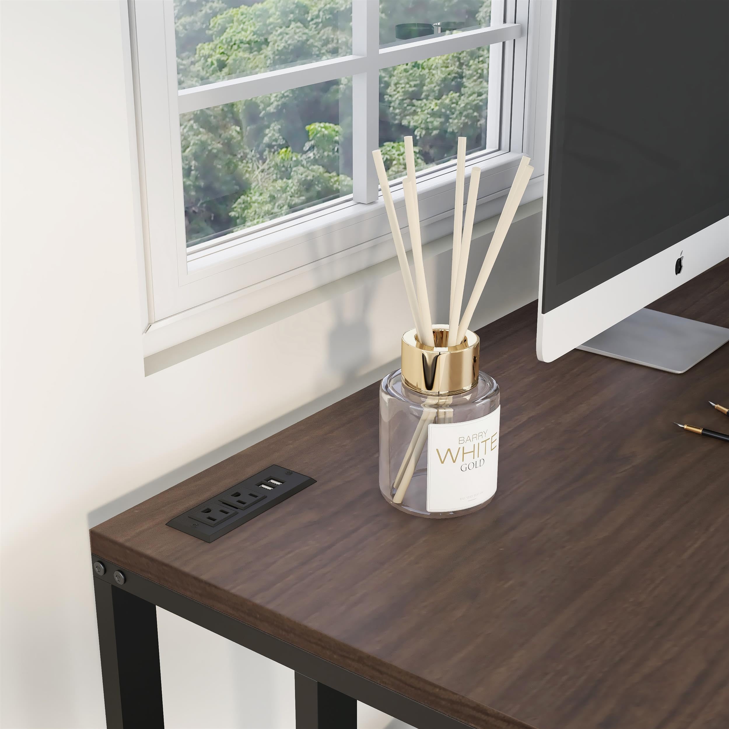 Furniture of America Nillaine Black Wood Writing Desk with USB Port - Perfect for Home Office, Study Room & Small Spaces