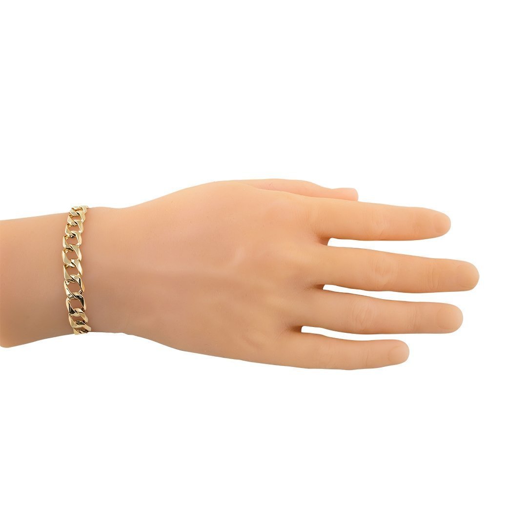 14K Yellow Gold Curb Link Bracelet 9mm - Elegant Jewelry for Women, Durable & Hypoallergenic - Perfect for Gifts, Parties & Everyday Wear