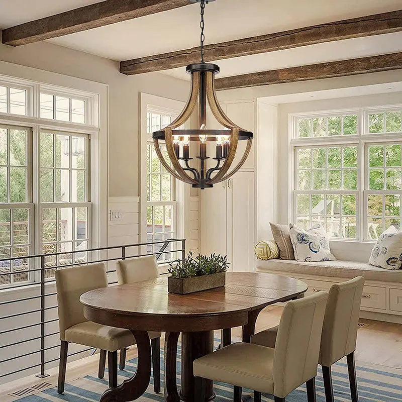 Rustic Petunia Foyer Lighting - Vintage Farmhouse Entryway Chandelier for Hallway, Porch & Living Room Decor