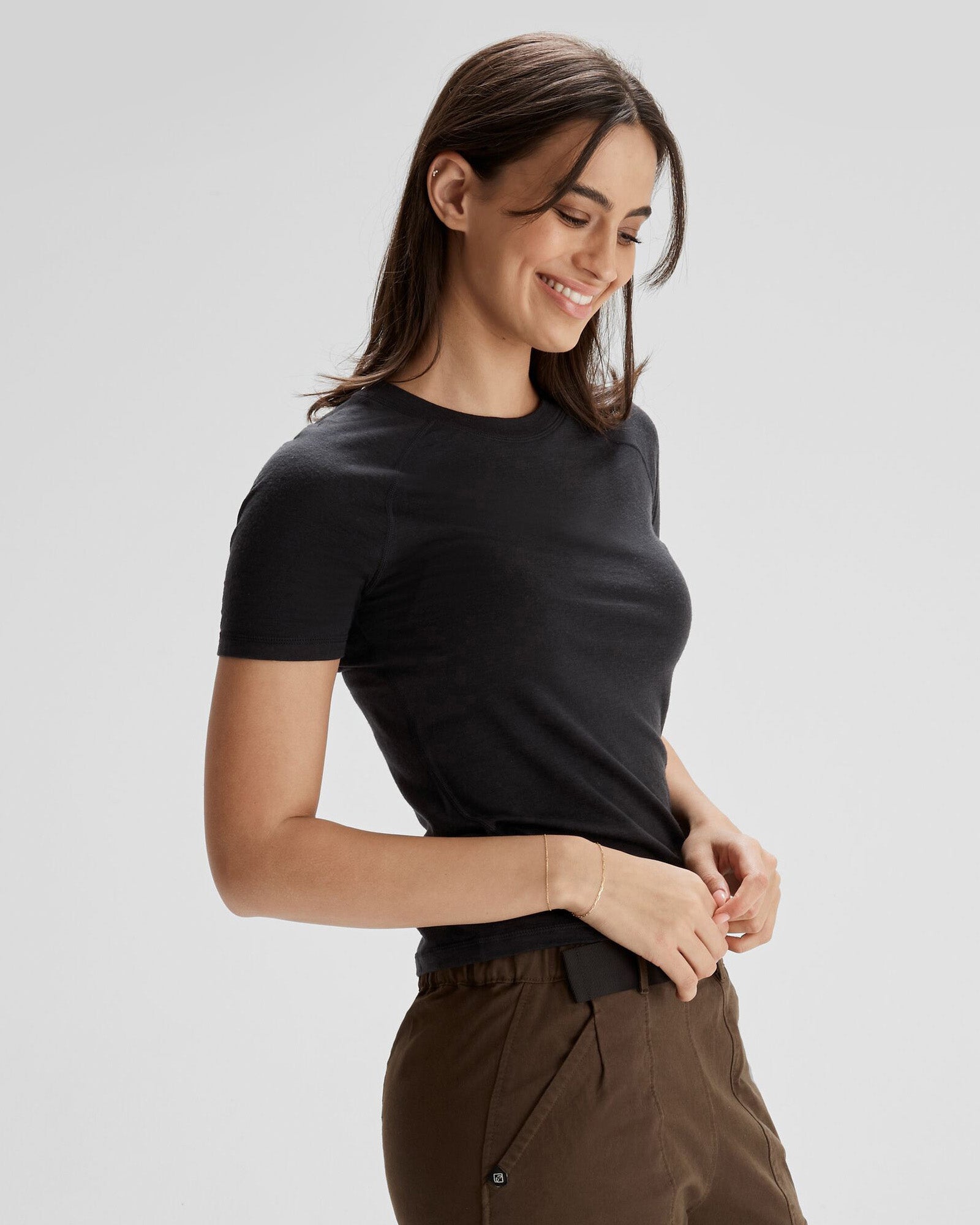 Women's K Merino 125 Baselayer T-Shirt - Black Stingray | Ultra Soft Merino Wool Base Layer for Hiking, Running & Cold Weather | Moisture Wicking & Odor Resistant