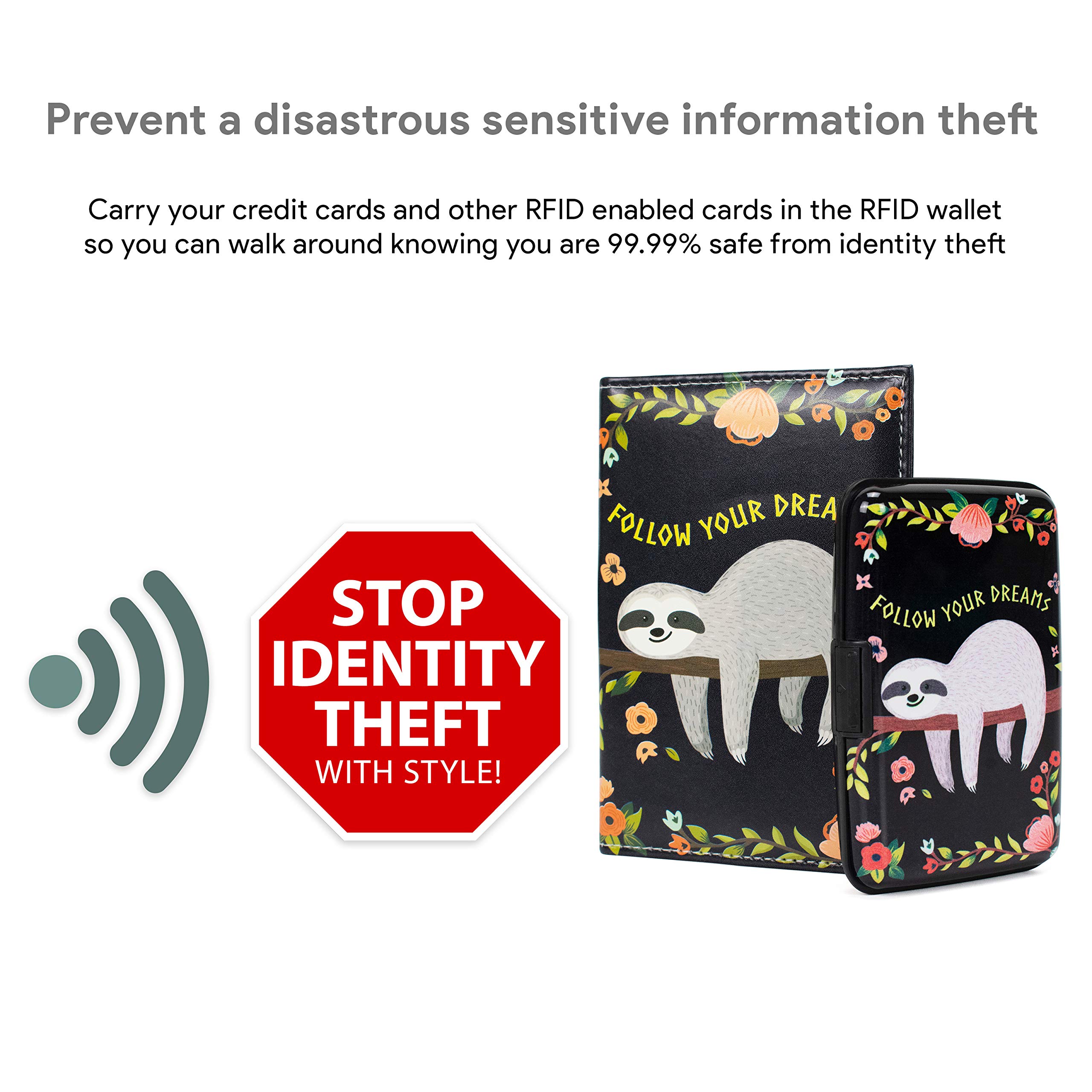 RFID Blocking Wallet and Passport Holder Set with Lazy Sloth Design - Secure Travel Essentials for Men & Women | Perfect for Airports, Vacations & Daily Use