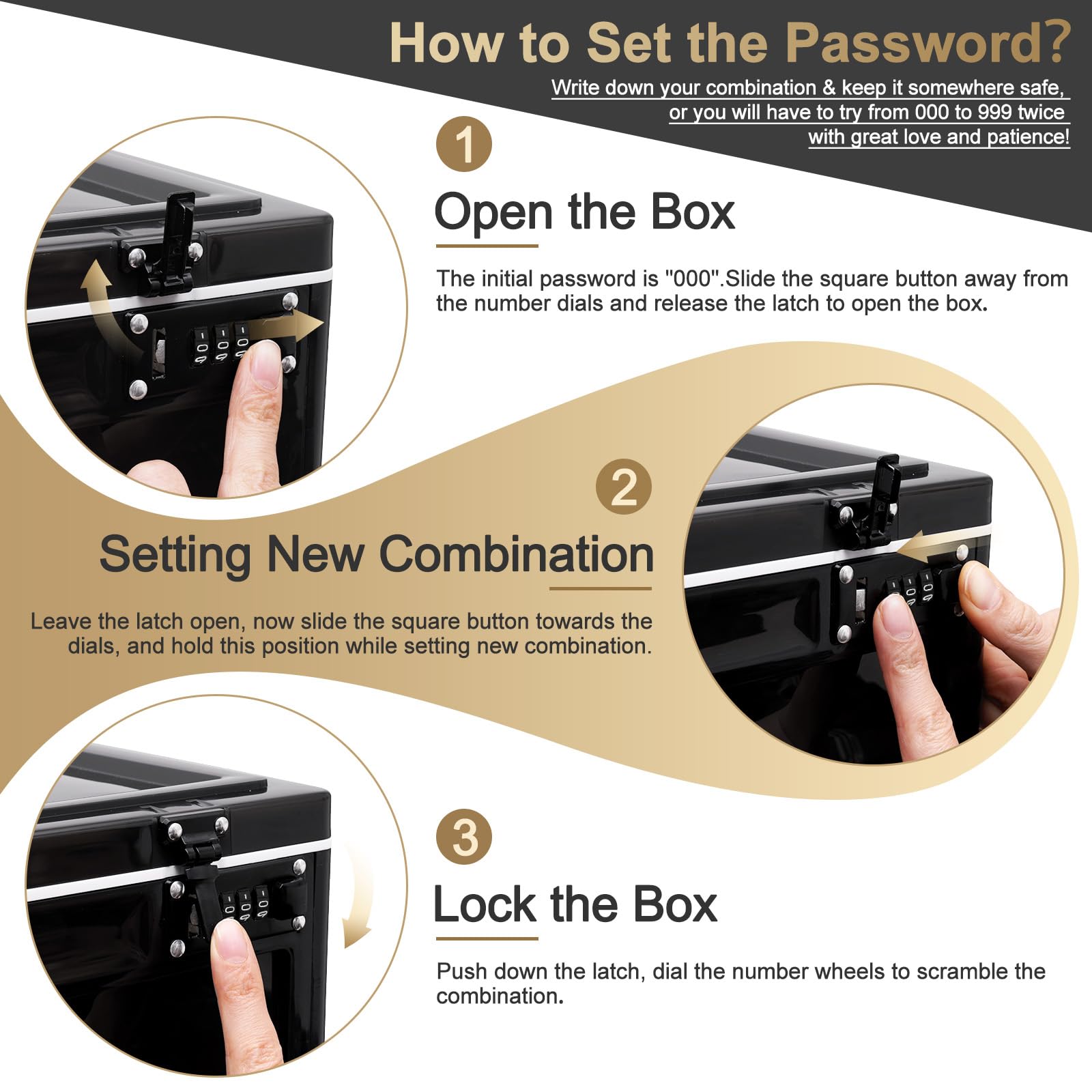 Secure Lock Box for Office & Home - Combination Storage for Valuables & Snacks