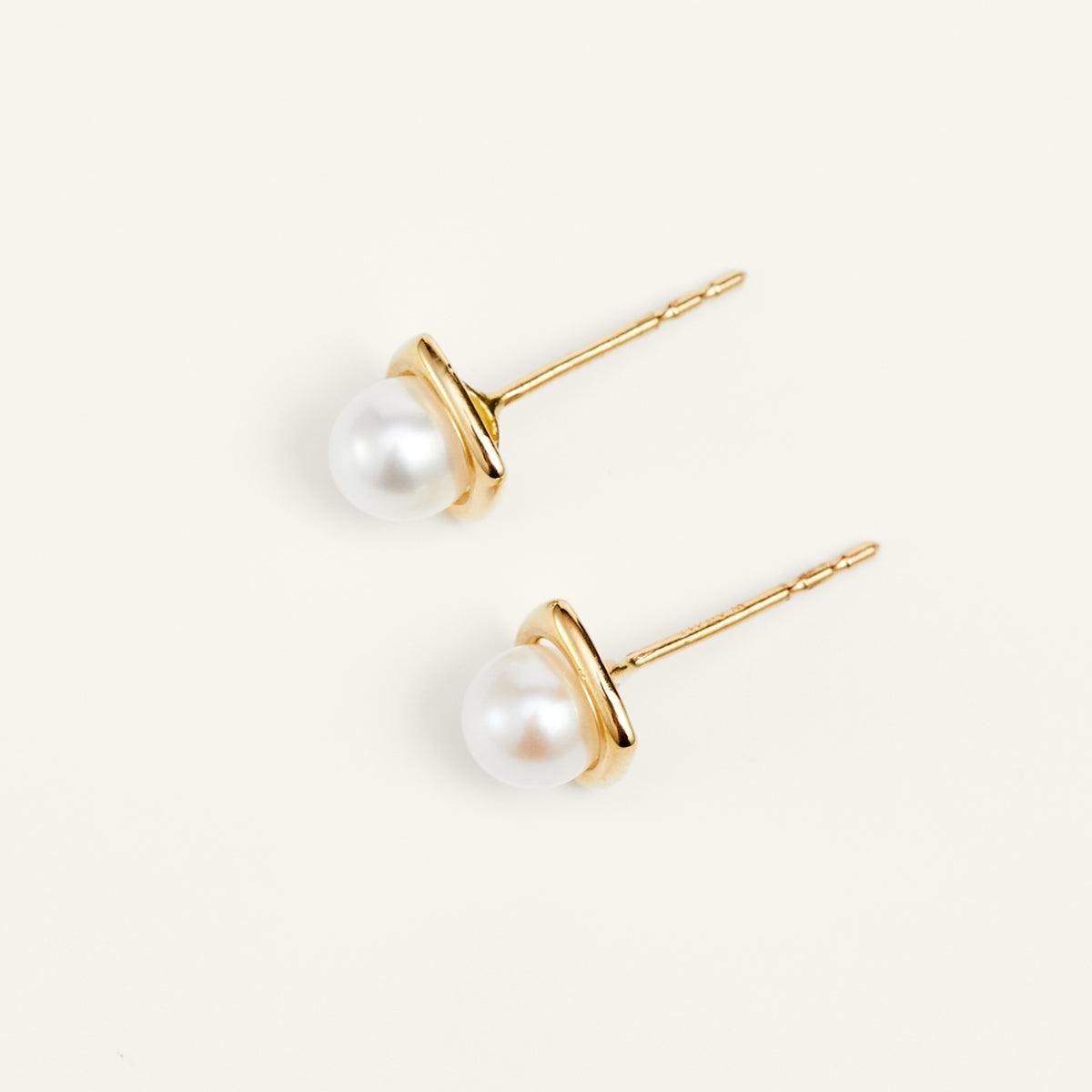 Shining Gold AAAA Pearl Stud Earrings – Premium 14K Gold Plated Pearl Jewelry for Women, Elegant Gift for Wedding, Anniversary & Special Occasions