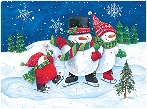 Happy Snowmen Family on Skates