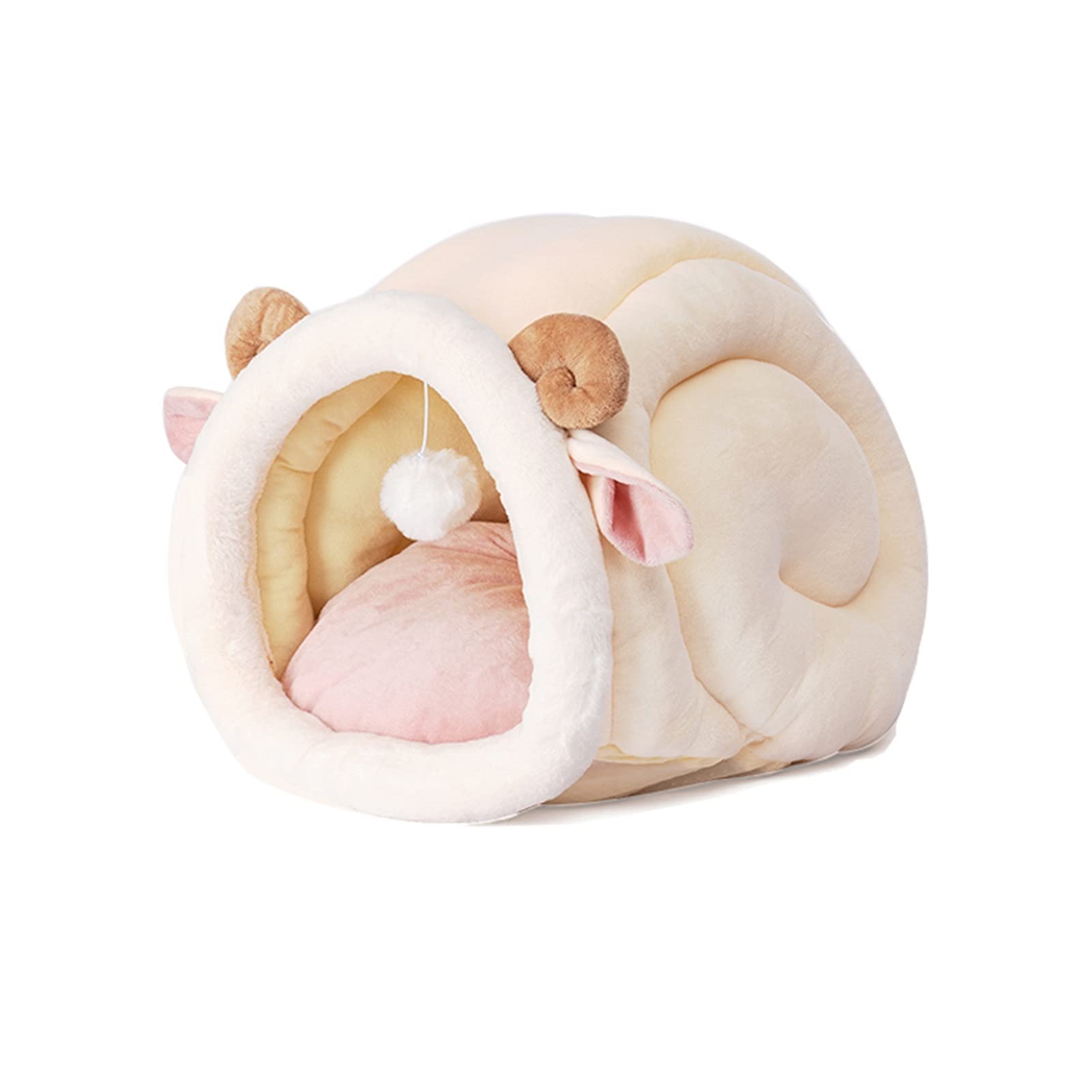 Cozy Wicker Cat Bed - Soft Pet Sleeping Bag & Cushioned Cave for Cats and Small Dogs - Medium Size Shofar Snail Color - Perfect for Home, Office, or Travel Comfort
