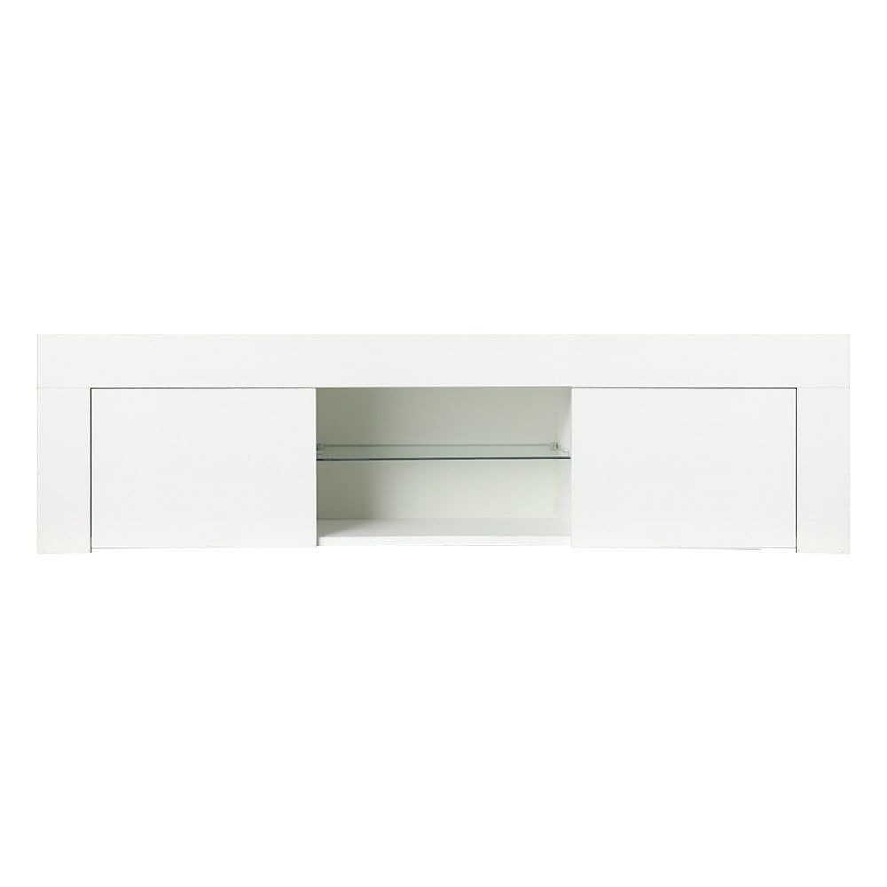 Artiss 130cm White Angus Entertainment TV Stand with LED Lighting - Perfect for Living Room, Bedroom & Home Theater Setup