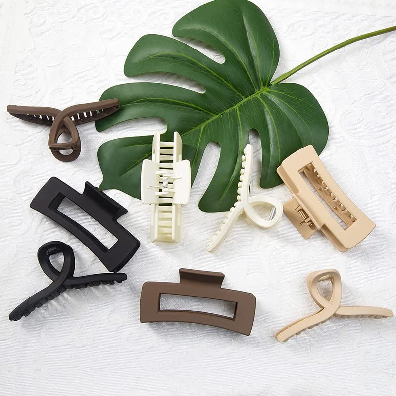 SHIDARA 6Pcs Large Hair Claw Clips for Thick Hair - Strong Grip Matte Finish Hair Clips, Non-Slip Butterfly Clips for Women (2 Styles, Multicolor) - Perfect for Updos, Ponytails & Everyday Hairstyles