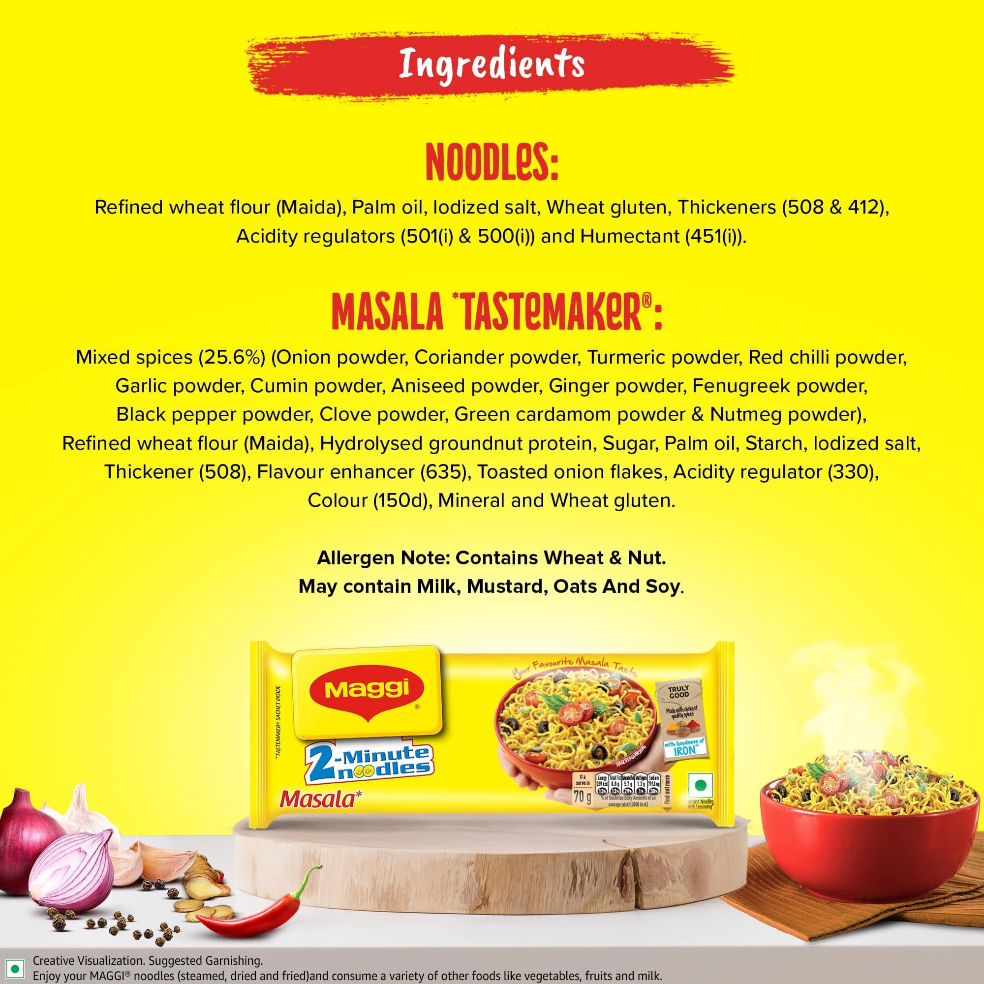 MAGGI 2-Minute Instant Masala Noodles - Iron Enriched, Premium Spices, Classic Flavor (560g) | Quick Meal, Snack, Lunchbox & Emergency Food for Busy Days