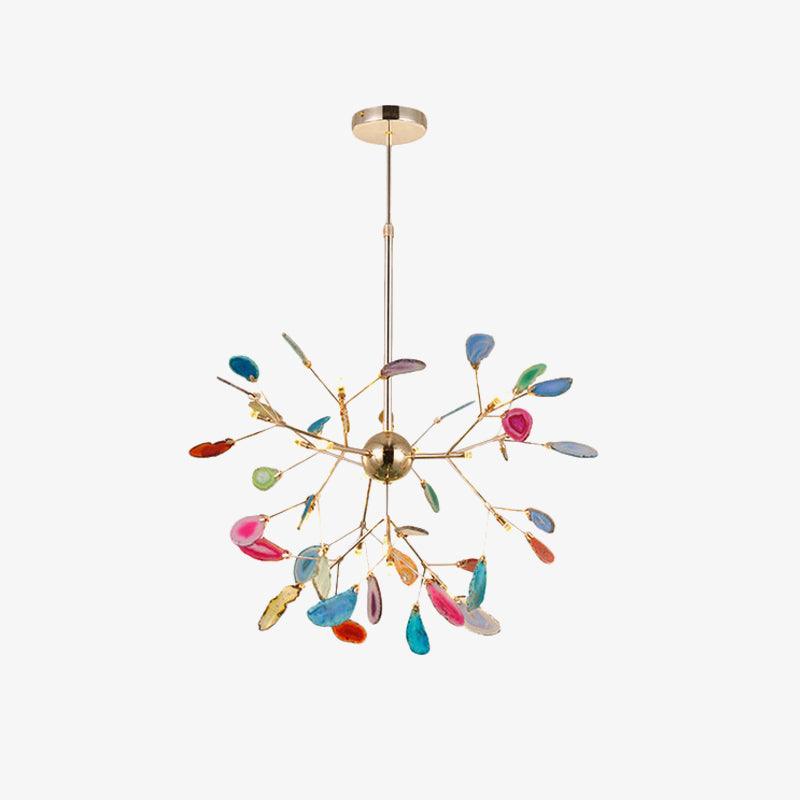 Elegant Agate Flake Crystal Chandelier - Handcrafted Natural Stone Pendant Light Fixture for Dining Room, Living Room & Bedroom Decor